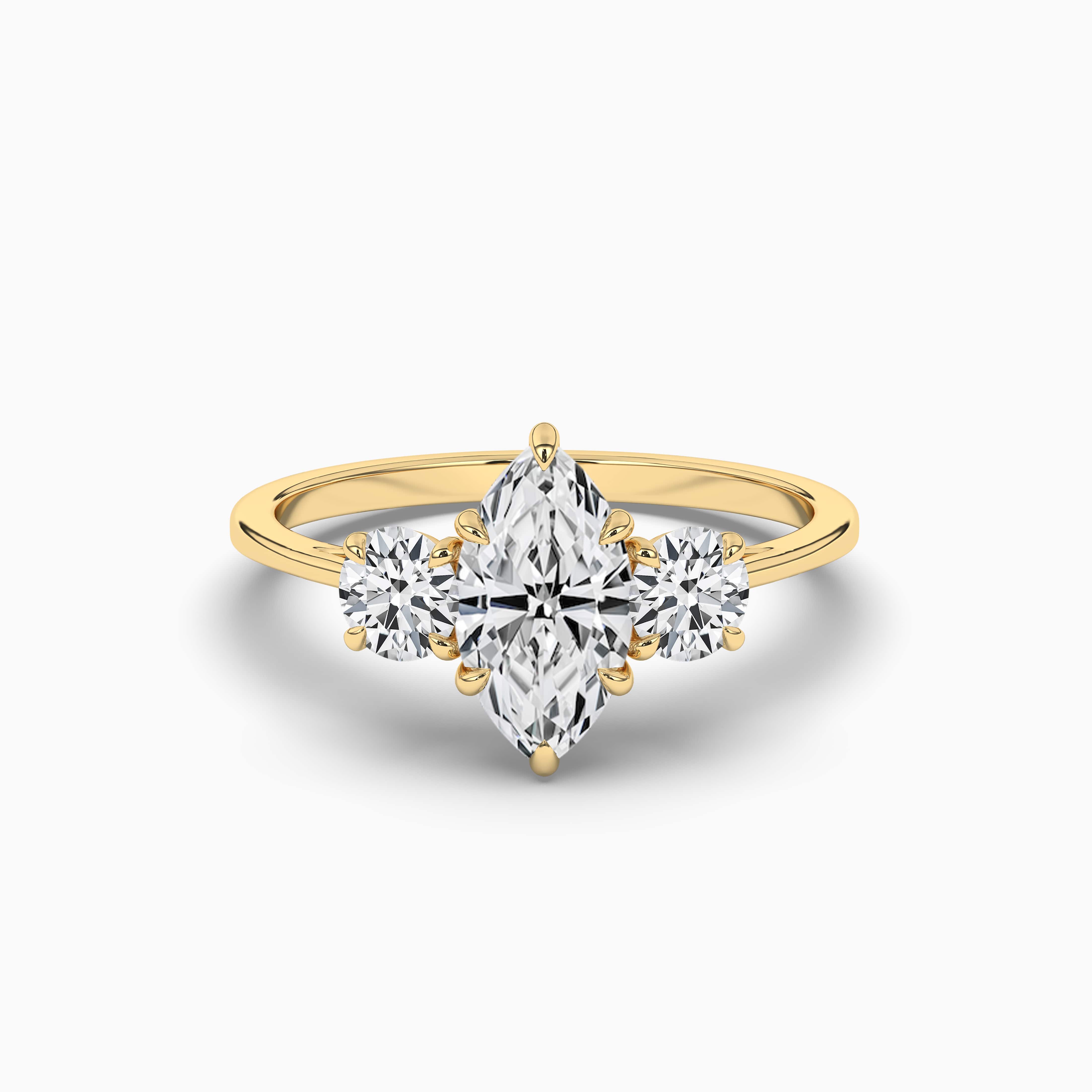 Marquise Diamond Engagement Ring Yellow Gold