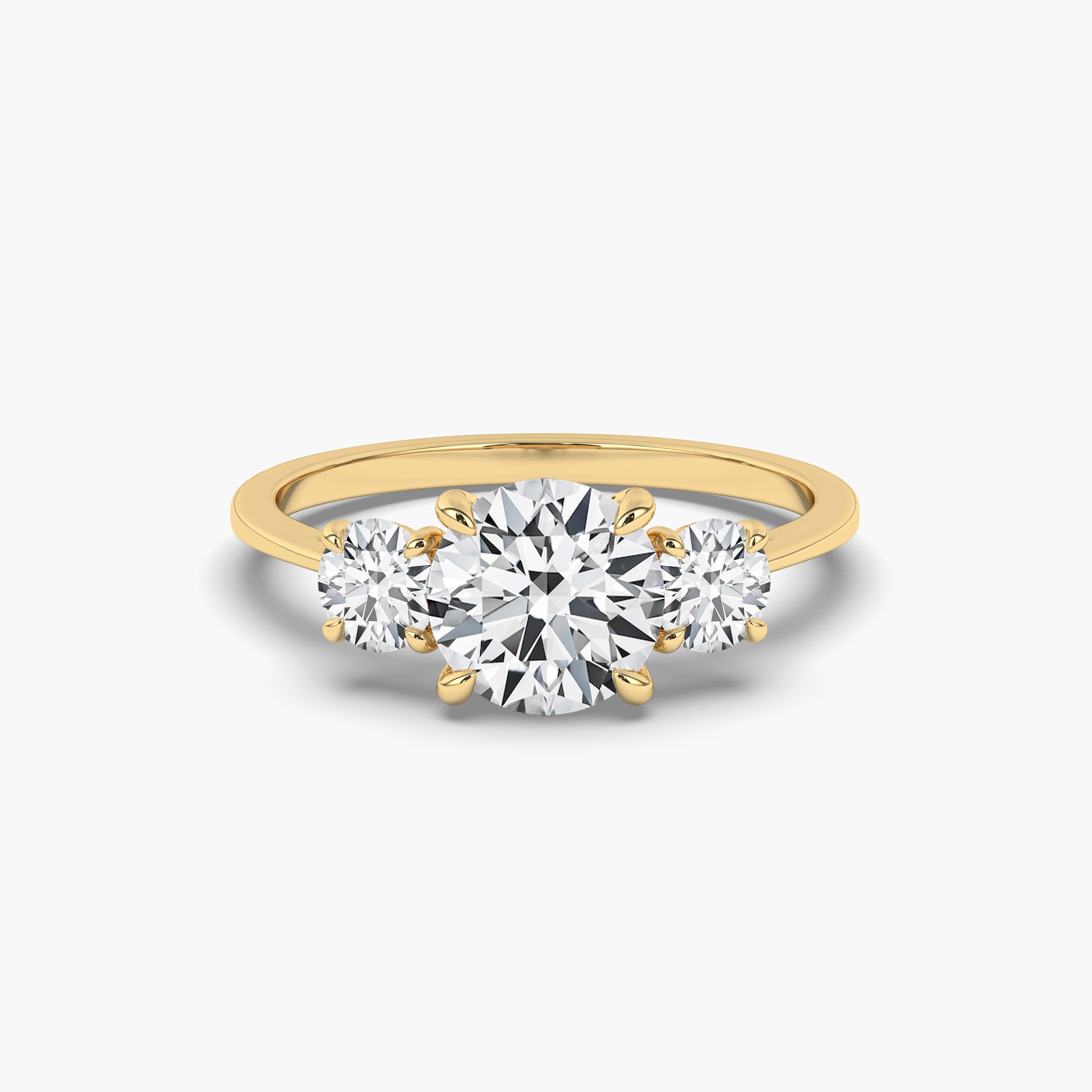 Round Cut Three Stone Wedding Ring