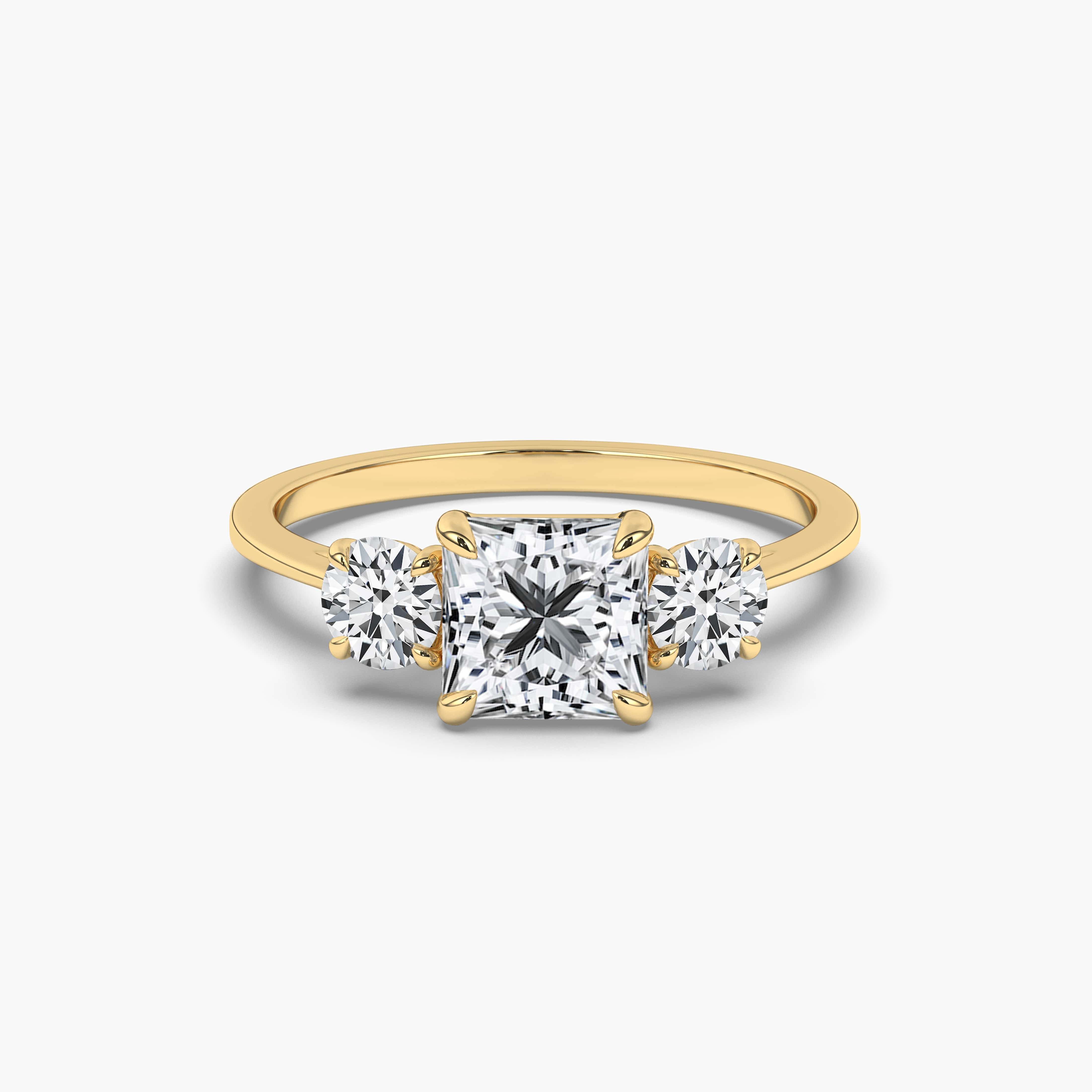 Princess Cut Solitaire Diamond Yellow Gold Ring