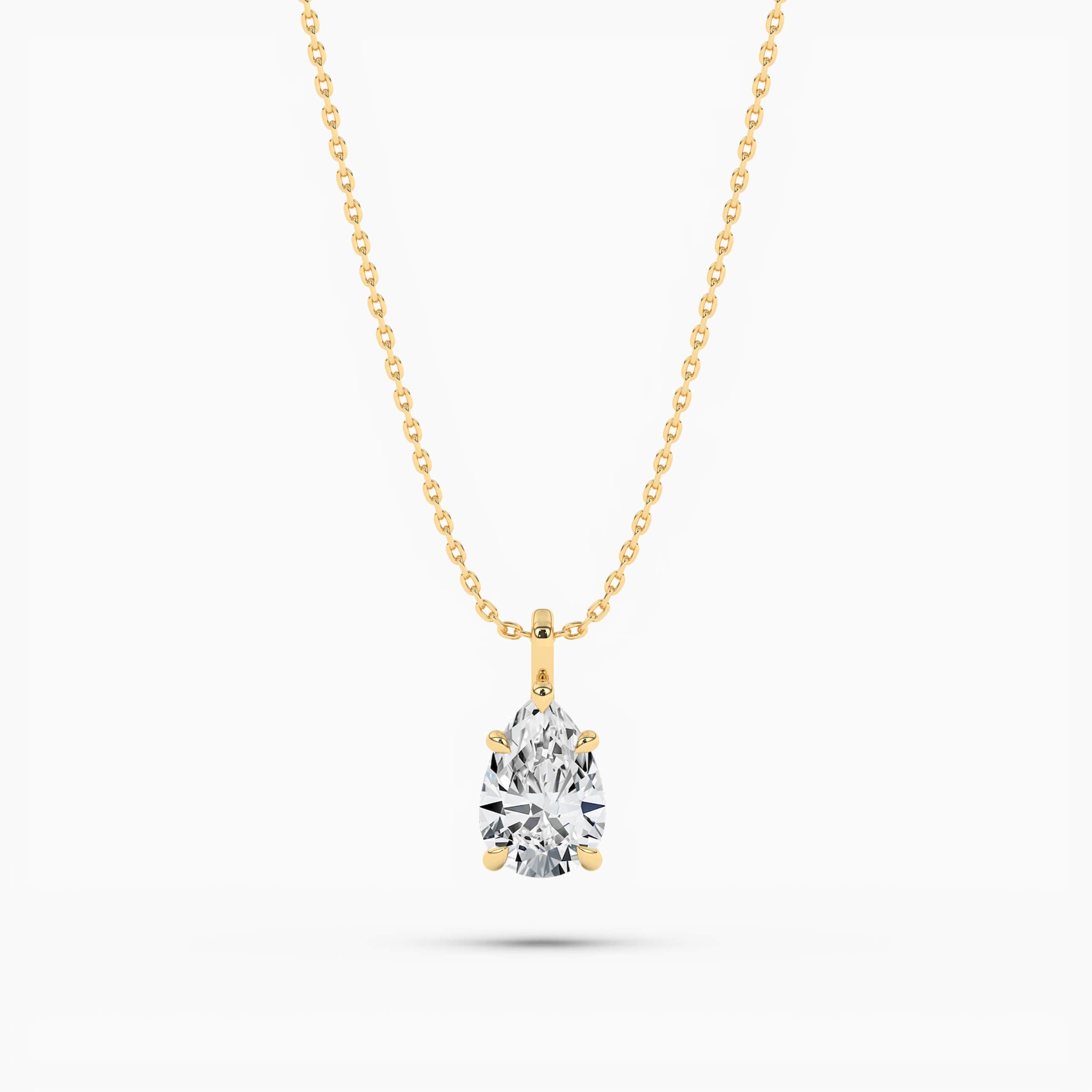 Pear Shaped Diamond Pendant Necklace In Yellow Gold