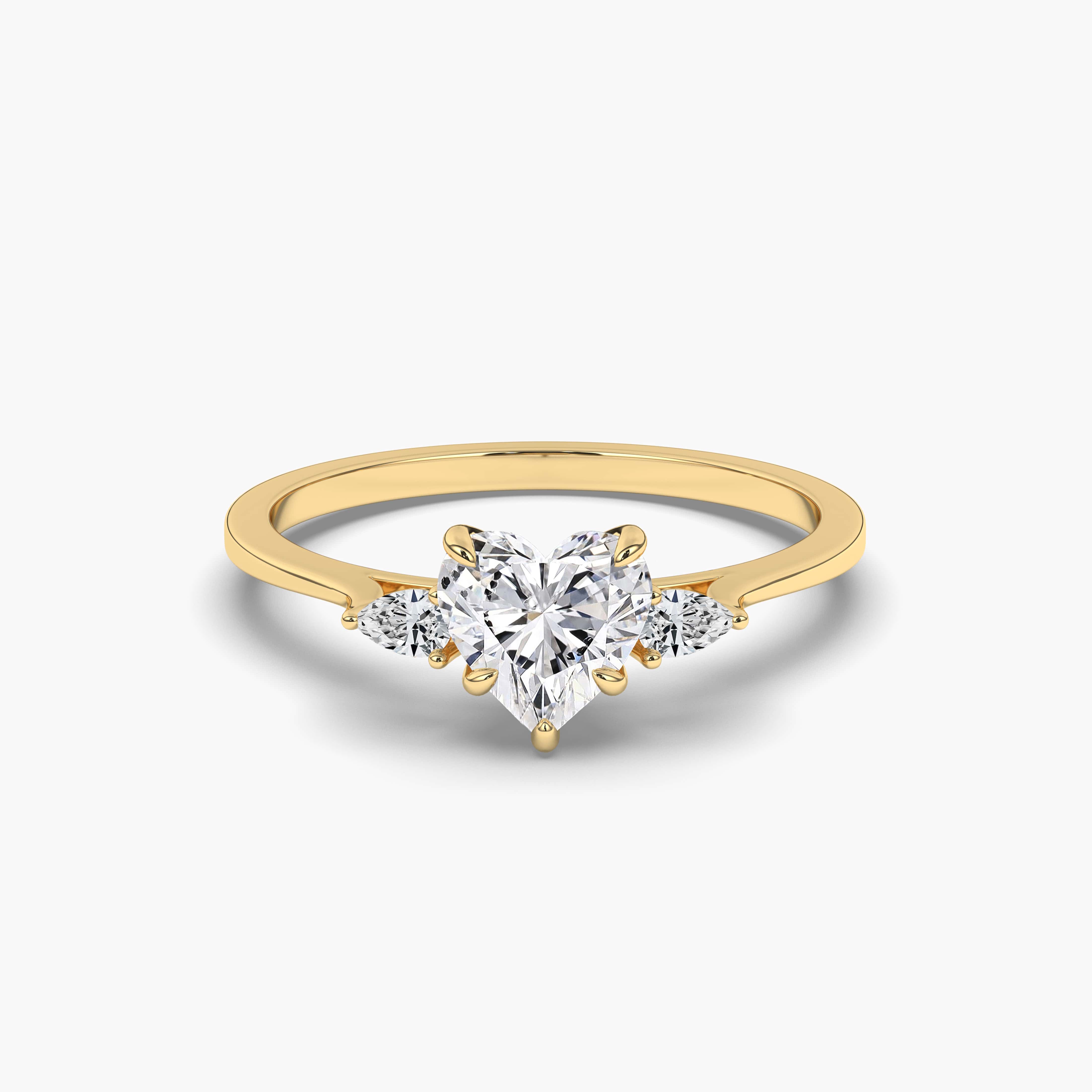 Heart Shape Natural Diamond Ring Yellow Gold 
