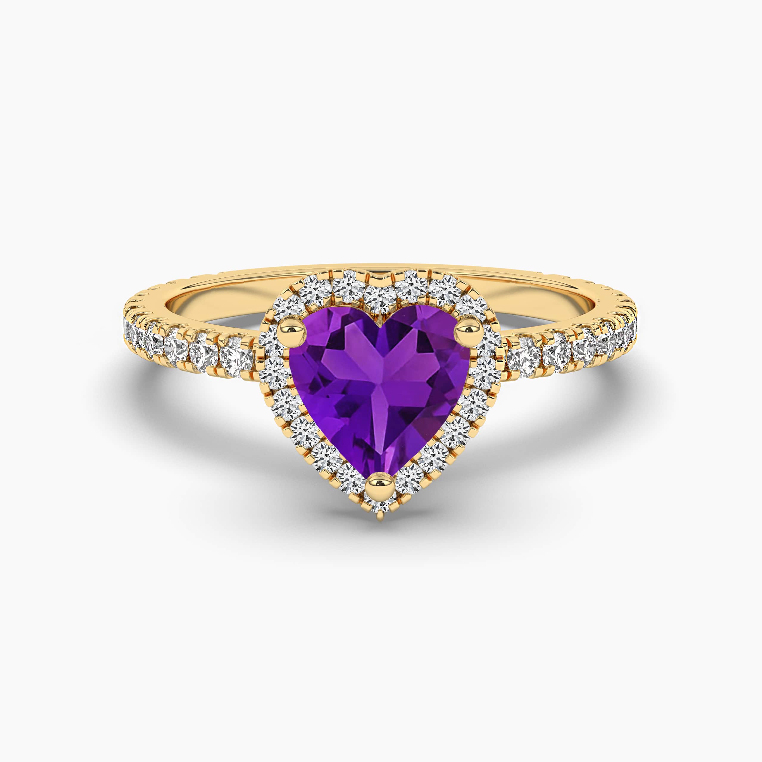 Heart Cut Lab Created Amethyst Halo Women's Ring