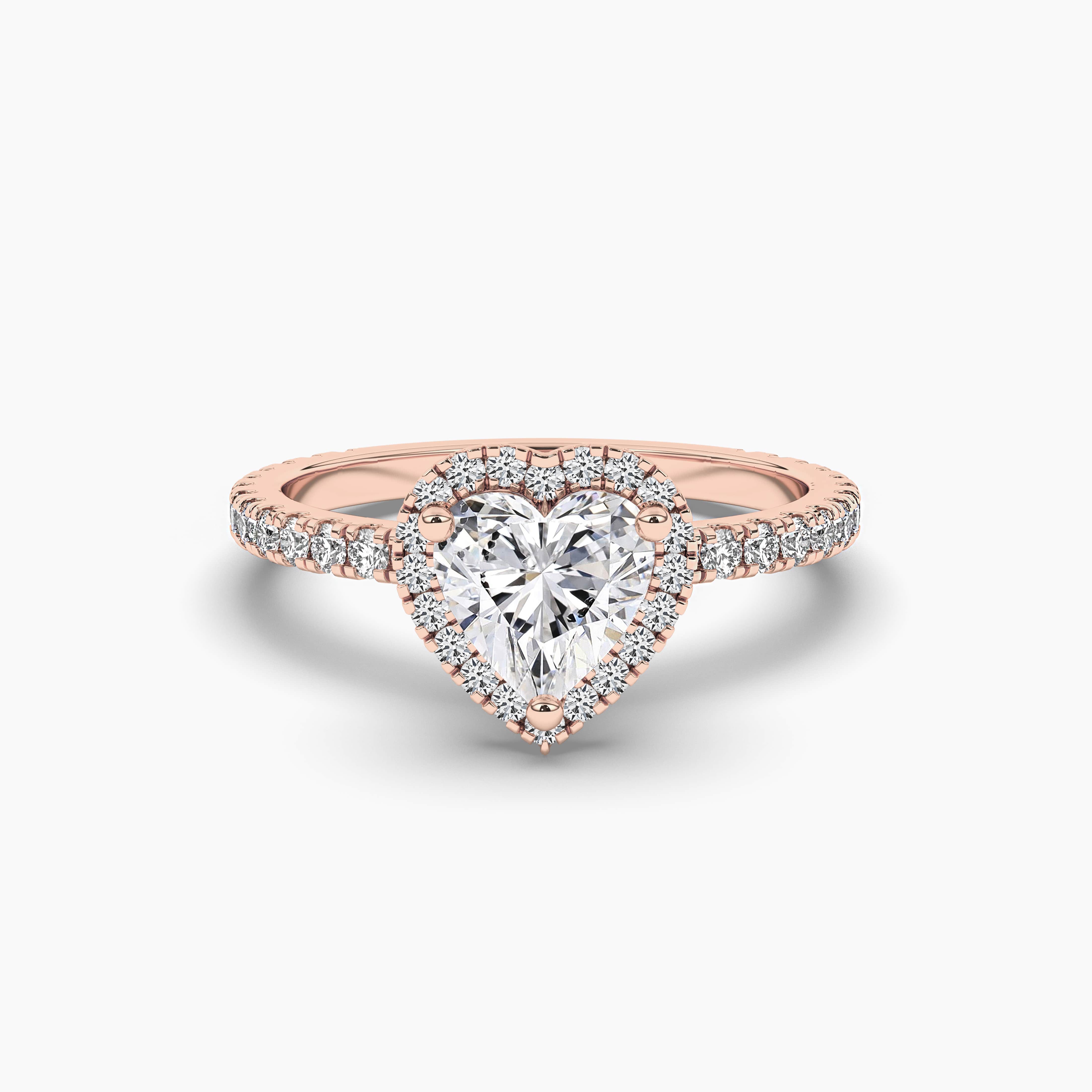 rose gold moissanite engagement ring in heart shape