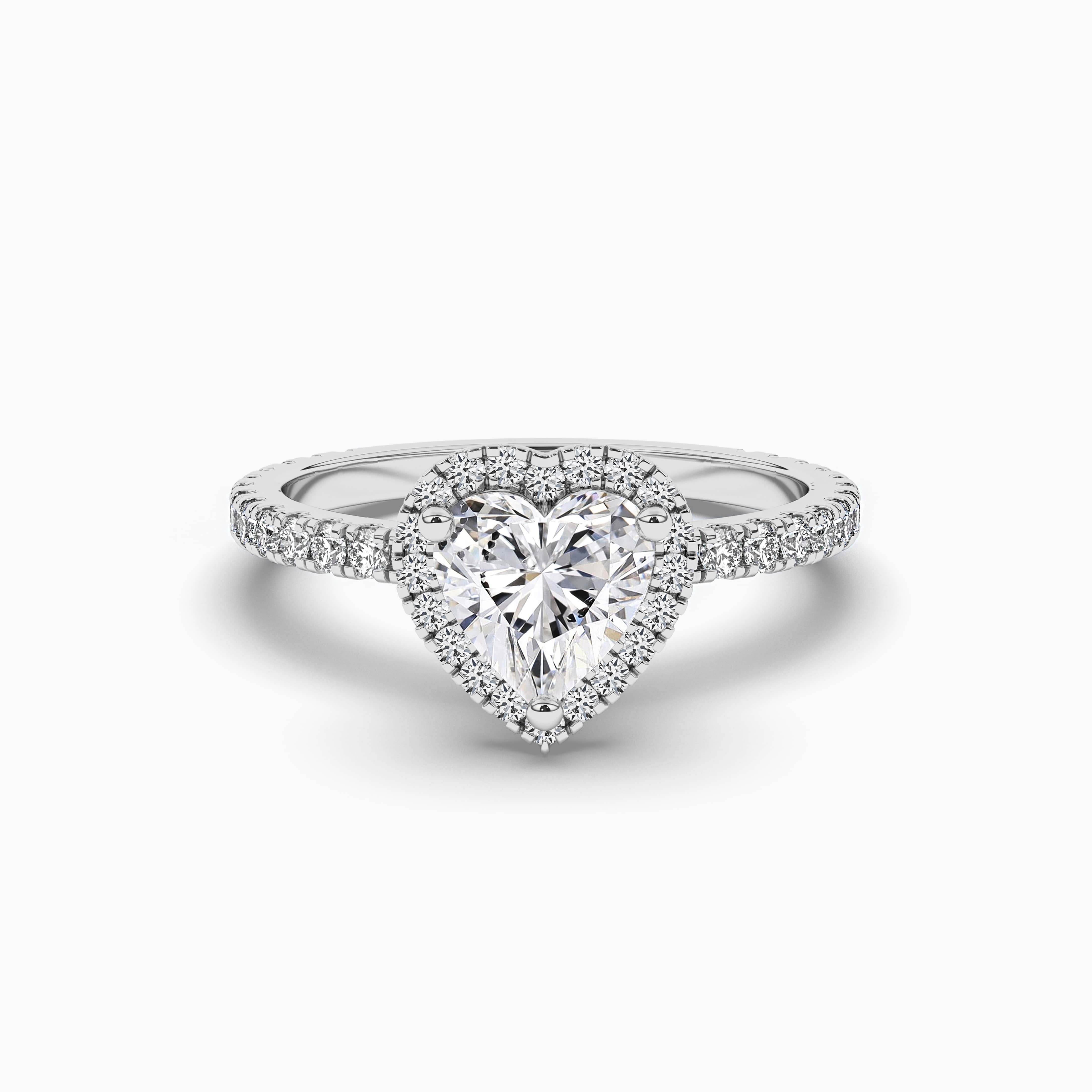 White Gold heart cut Diamond halo ring 