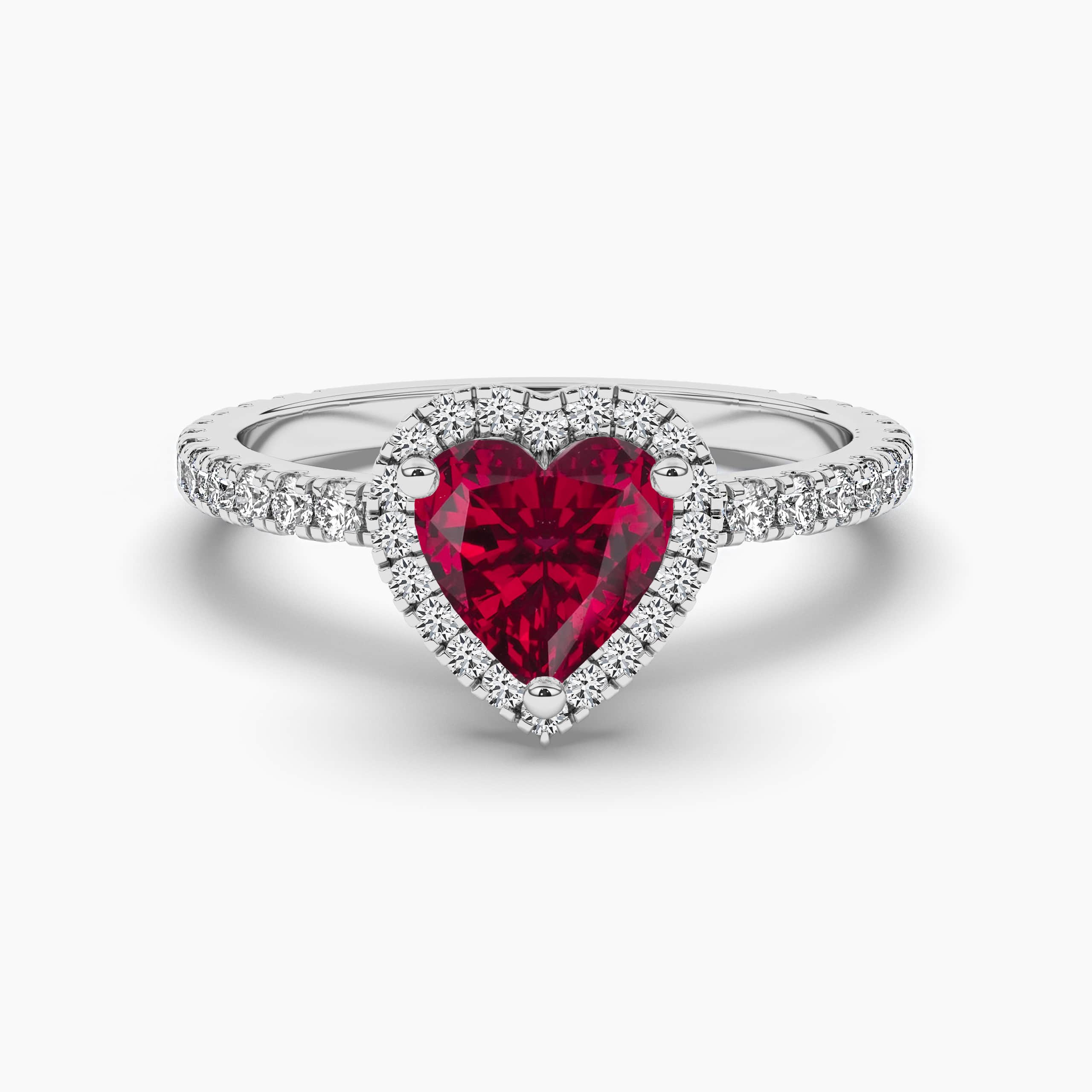 Heart shaped Ruby engagement ring white gold ring 