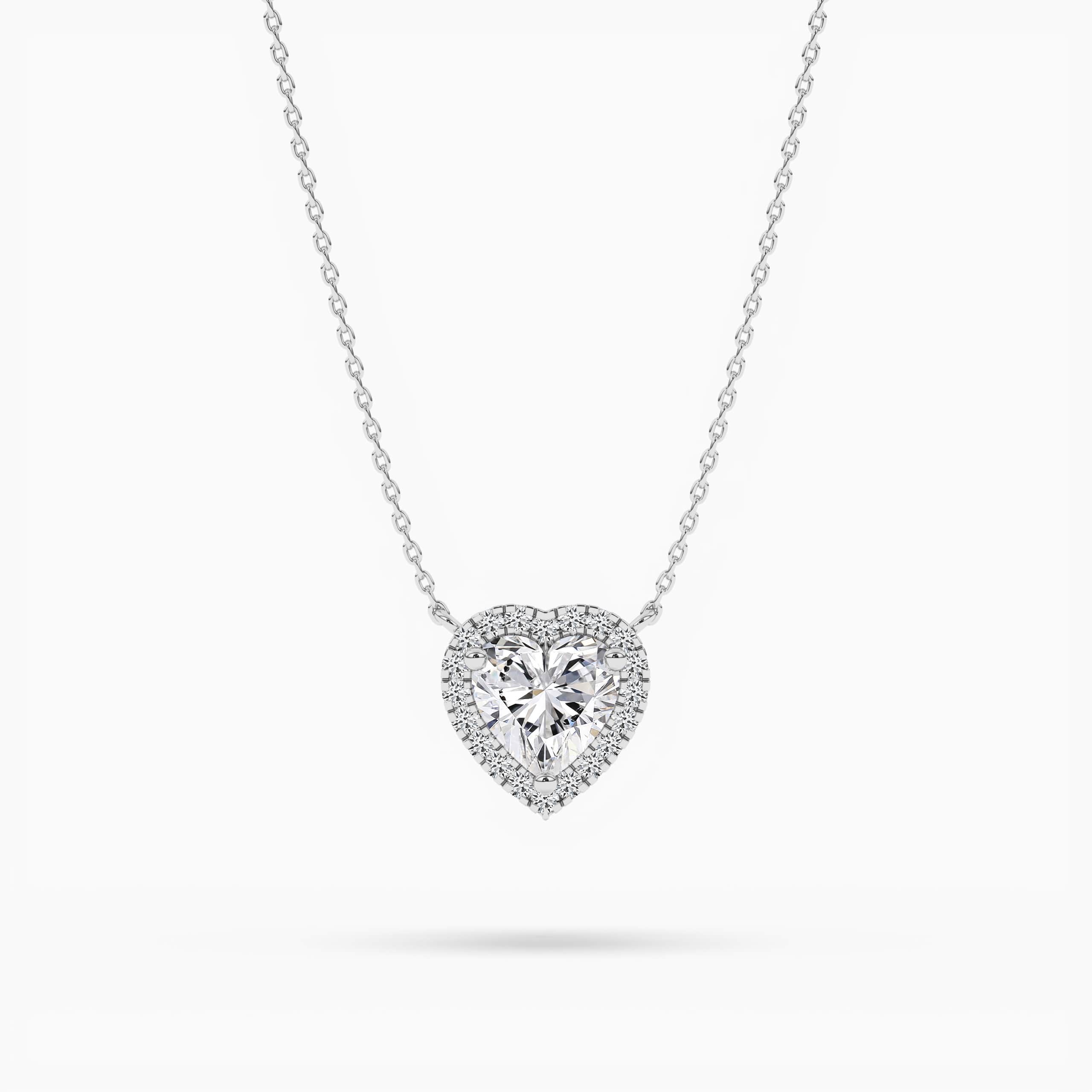 White Gold  Diamond Shape Heart Necklace For Woman's