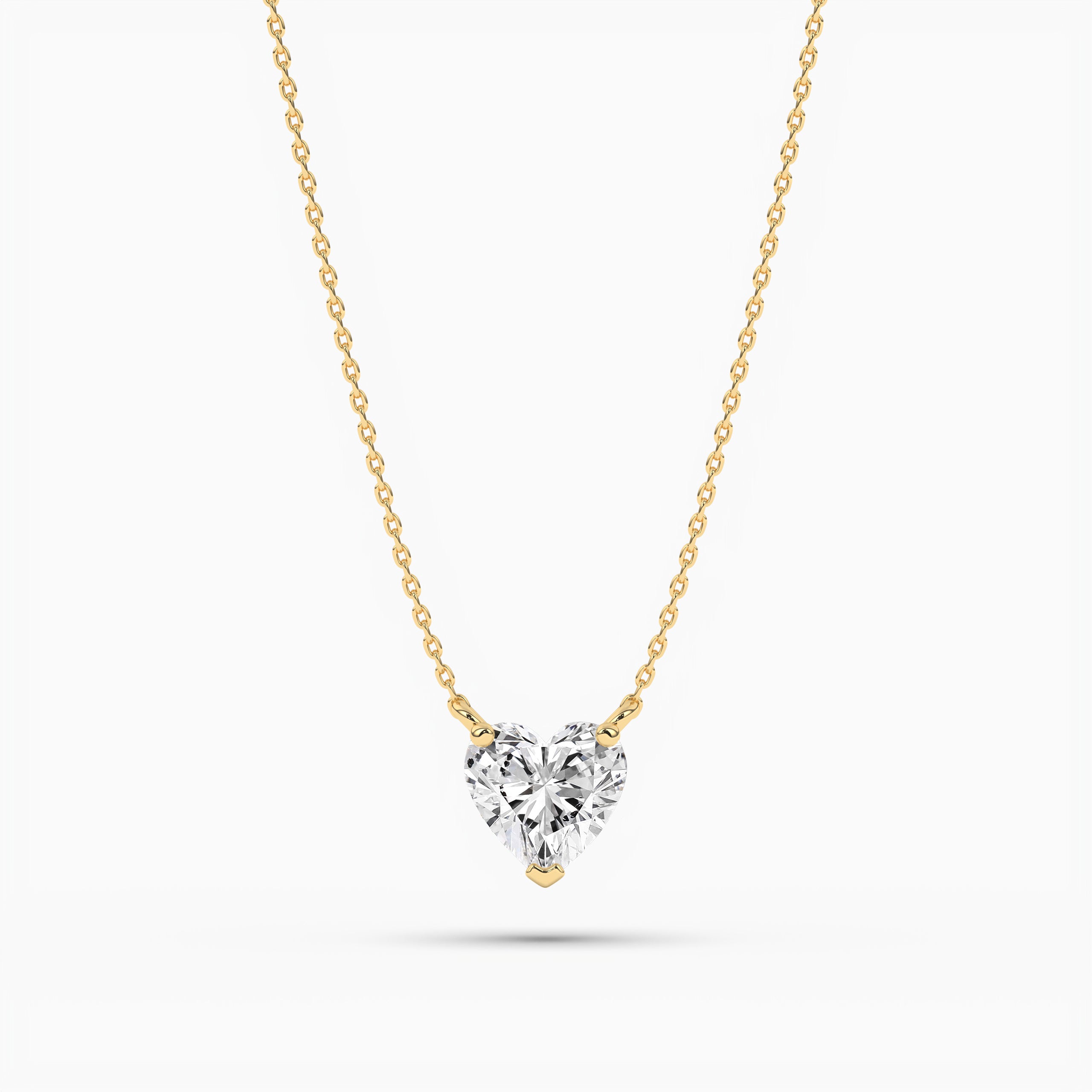 Heart Shape Solitaire Necklace in 14k White Gold