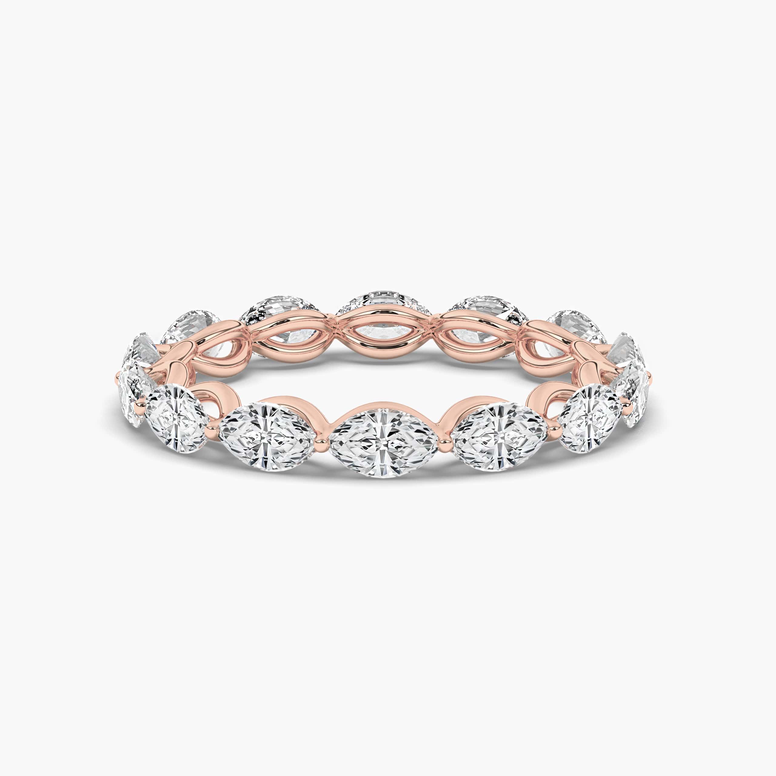 Marquise Diamond Eternity Bands with White Diamond in Rose Gold