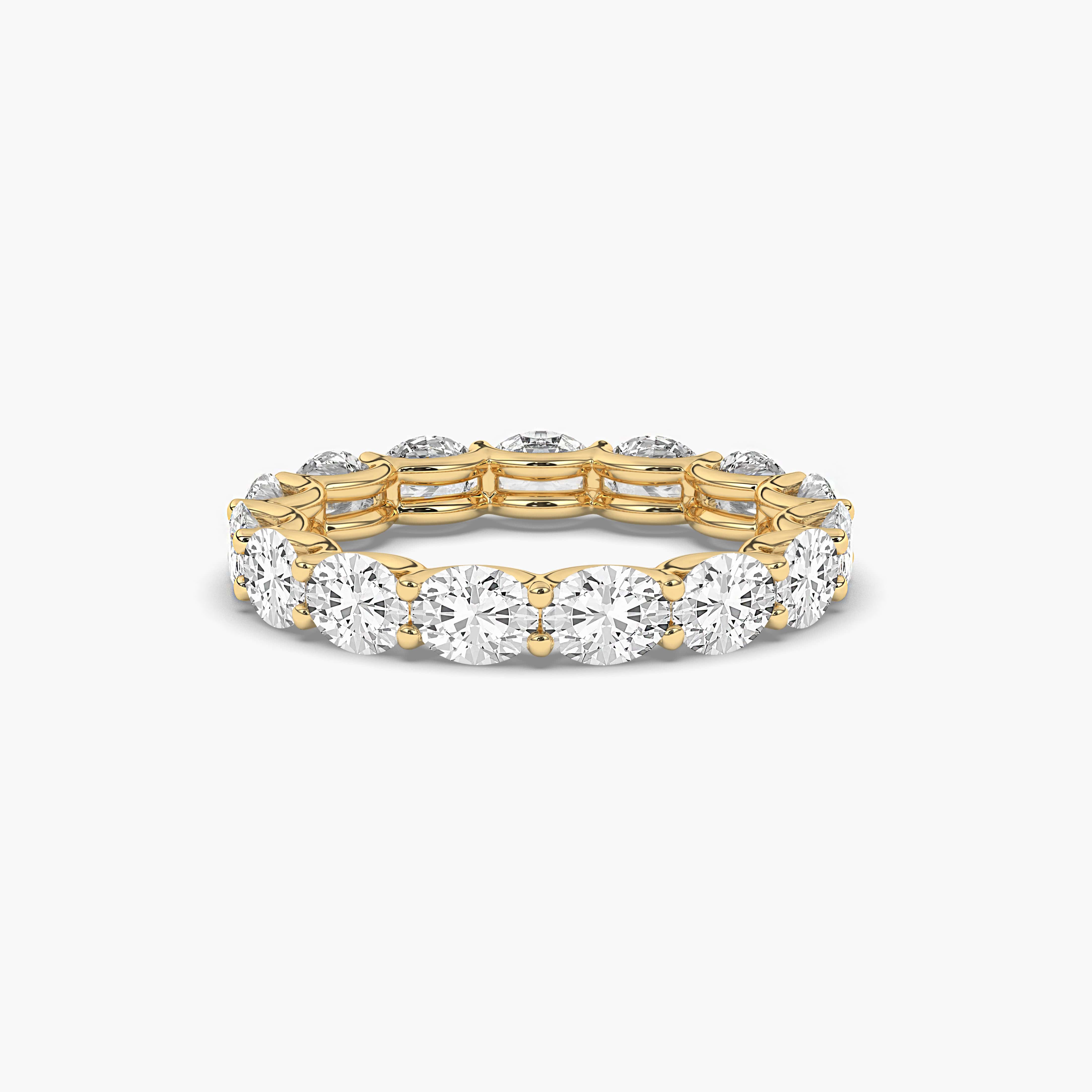 Yellow Gold Diamond-Studded Engagement Band Ring