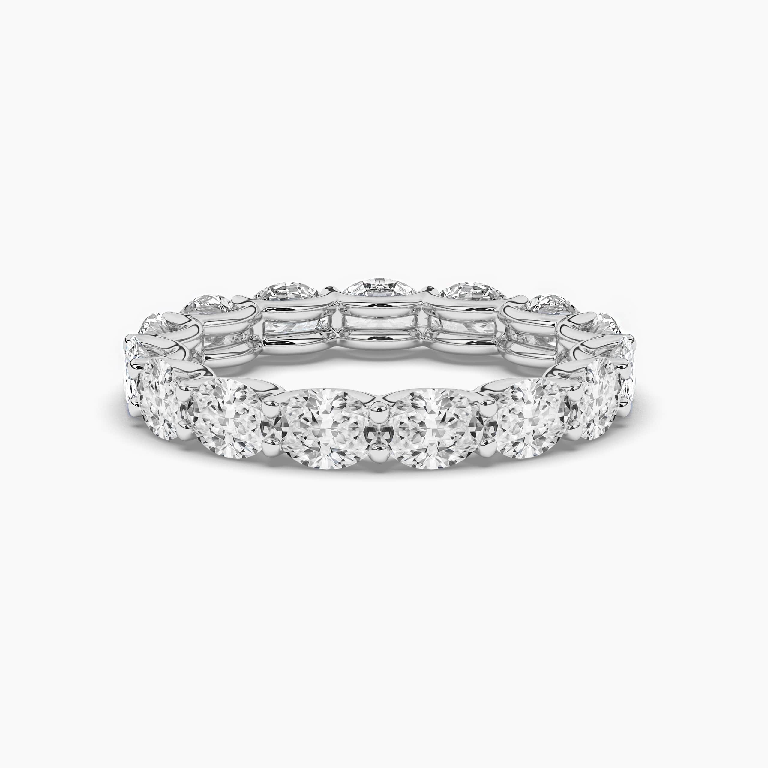 Eternity Ring with Oval Diamonds in White  Gold
