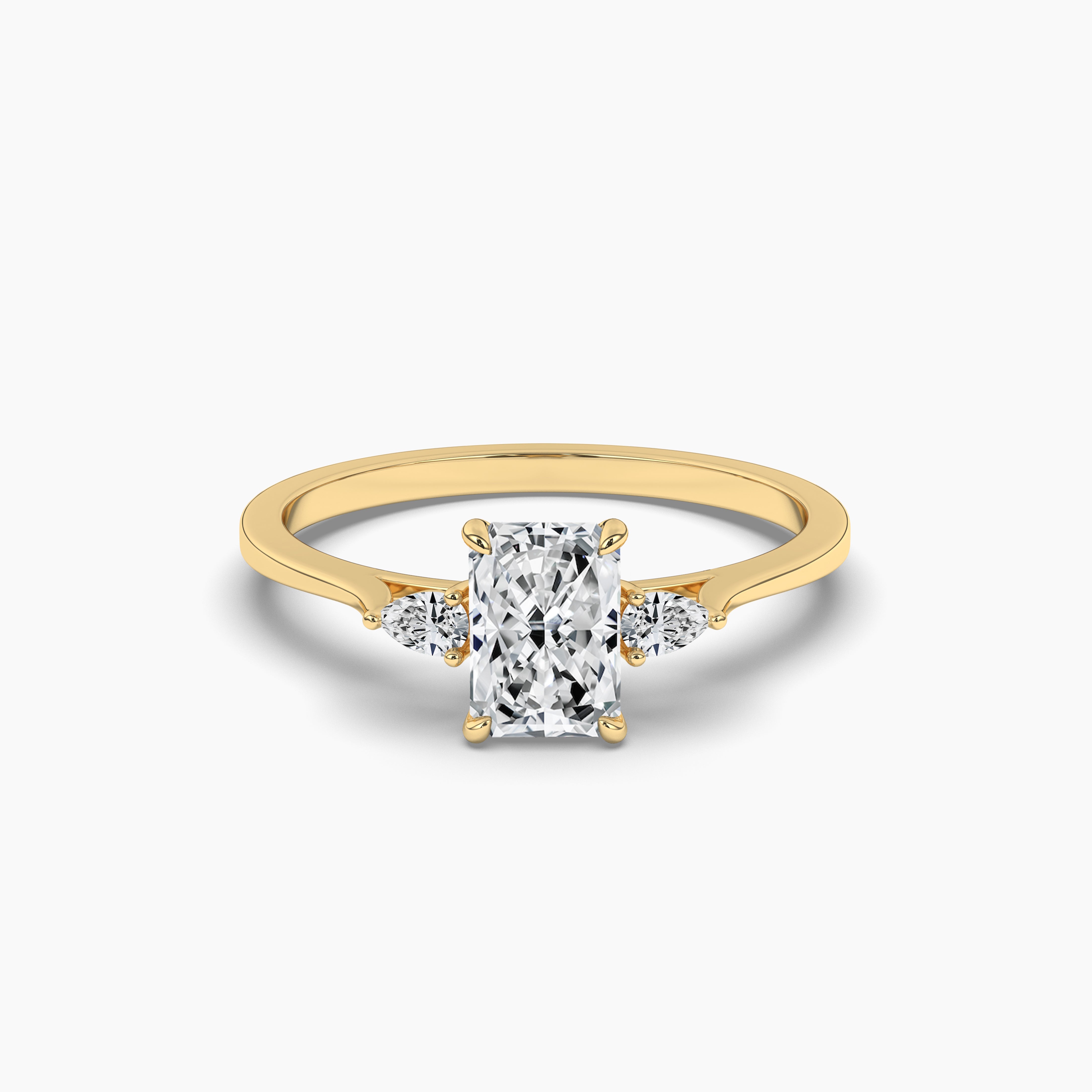 Three Stone Radiant Cut Moissanite Engagement Ring