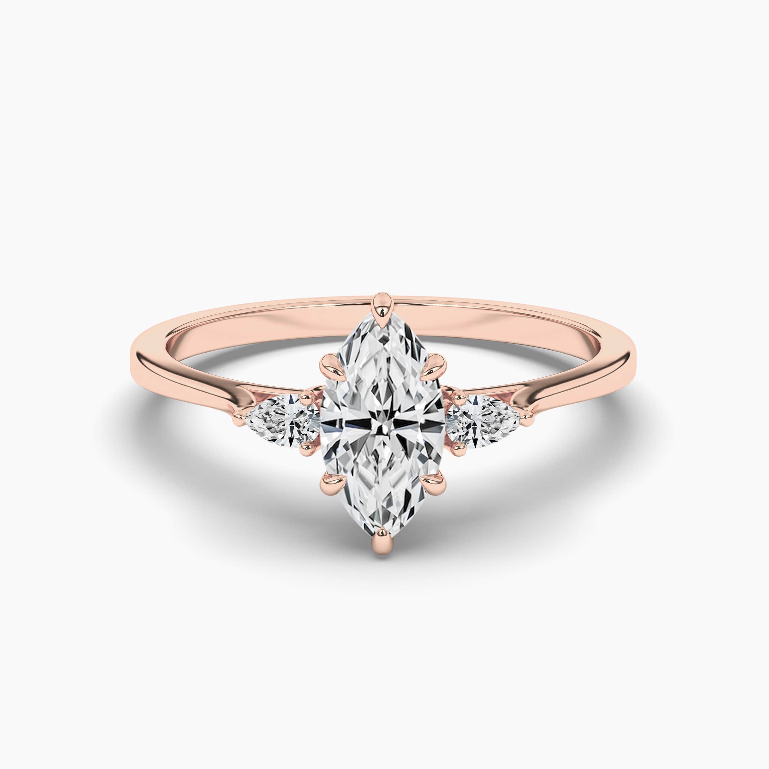 Rose Gold Engagement Ring Marquise Cut Diamond Marquise Engagement Ring For Women