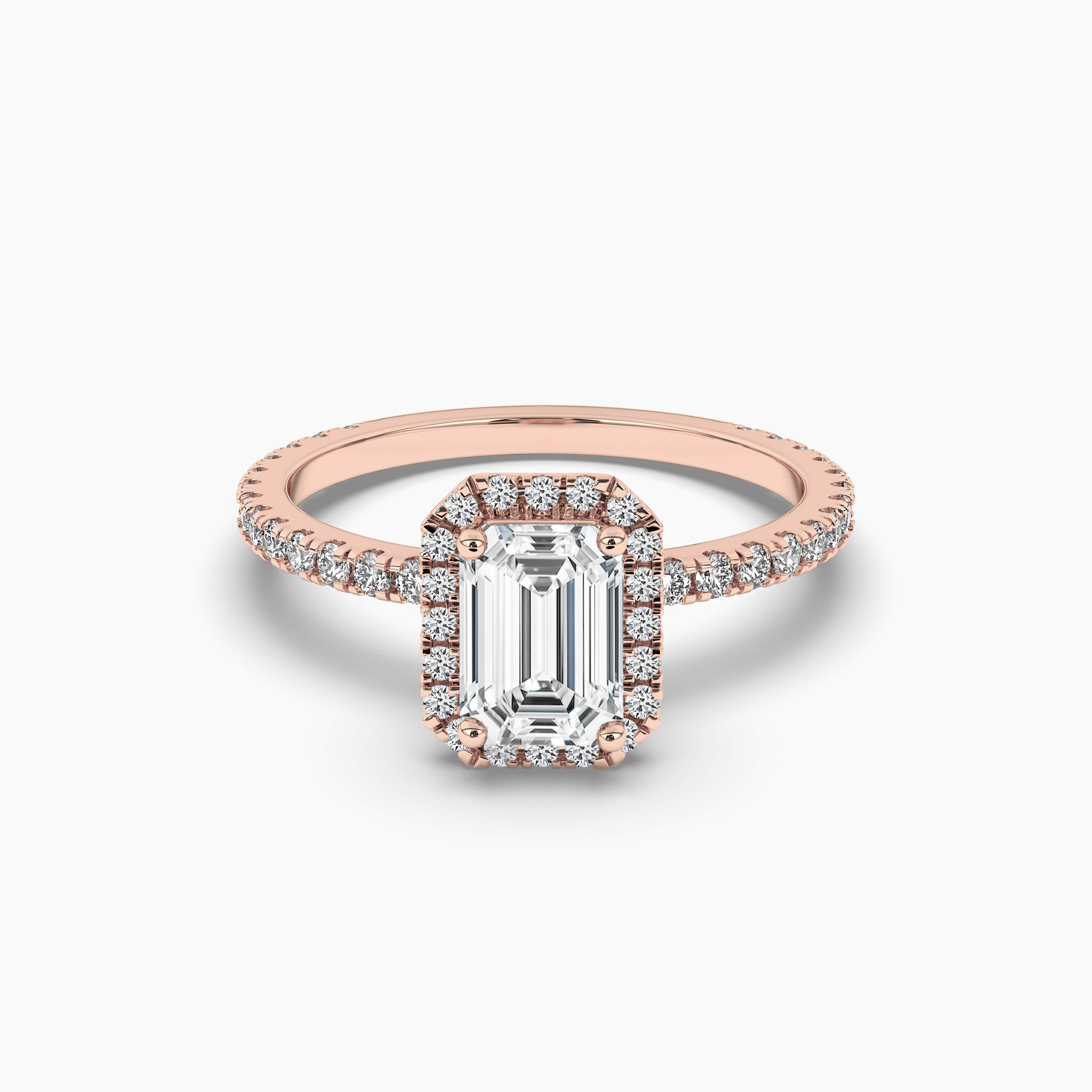 EMERALD CUT DIAMOND ENGAGEMENT RING IN ROSE GOLD