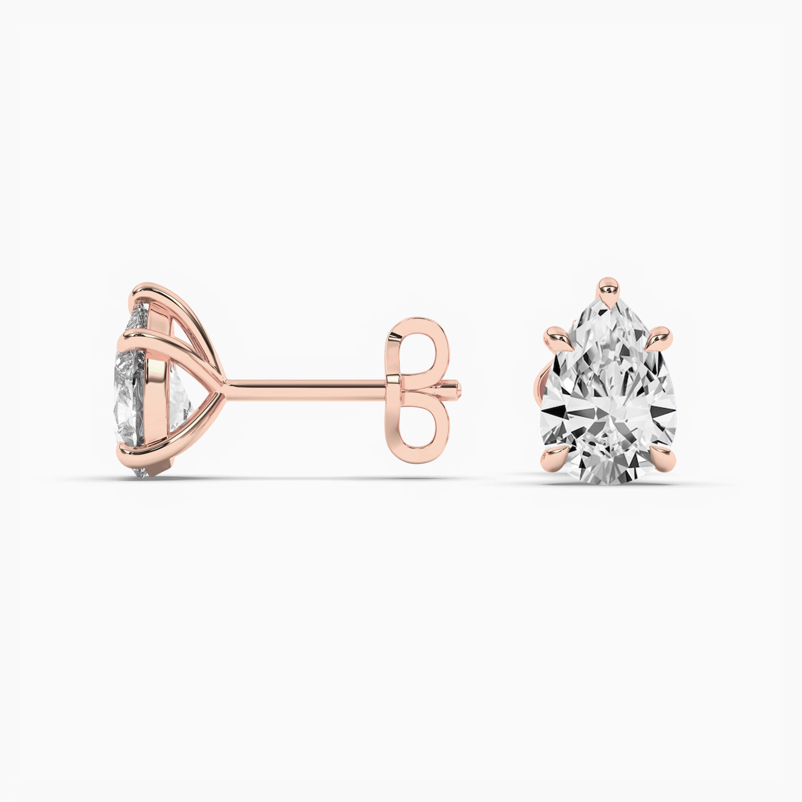  Pear Diamond Stud Earrings In Rose Gold For Woman's