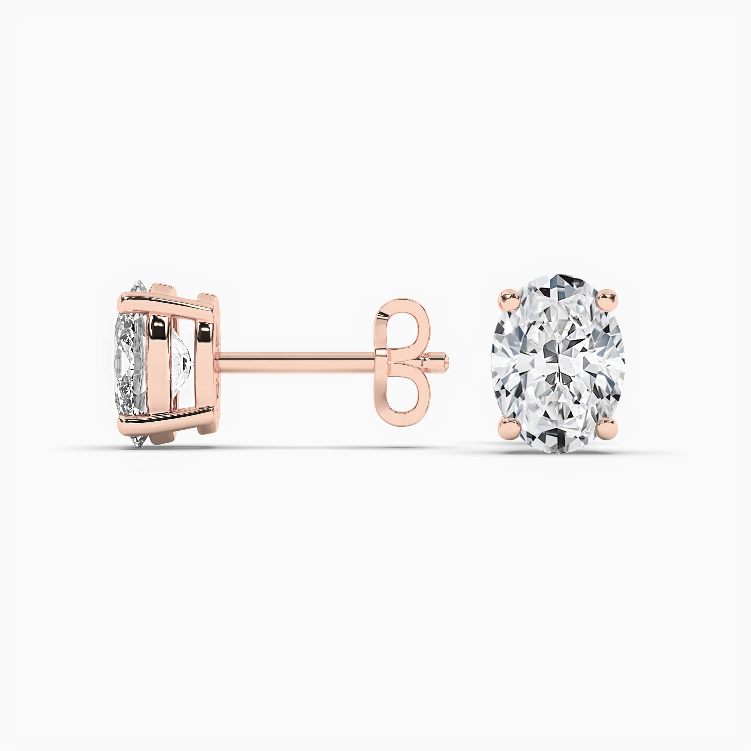 Oval Step-Cut Lab Diamond Studs In Rose Gold