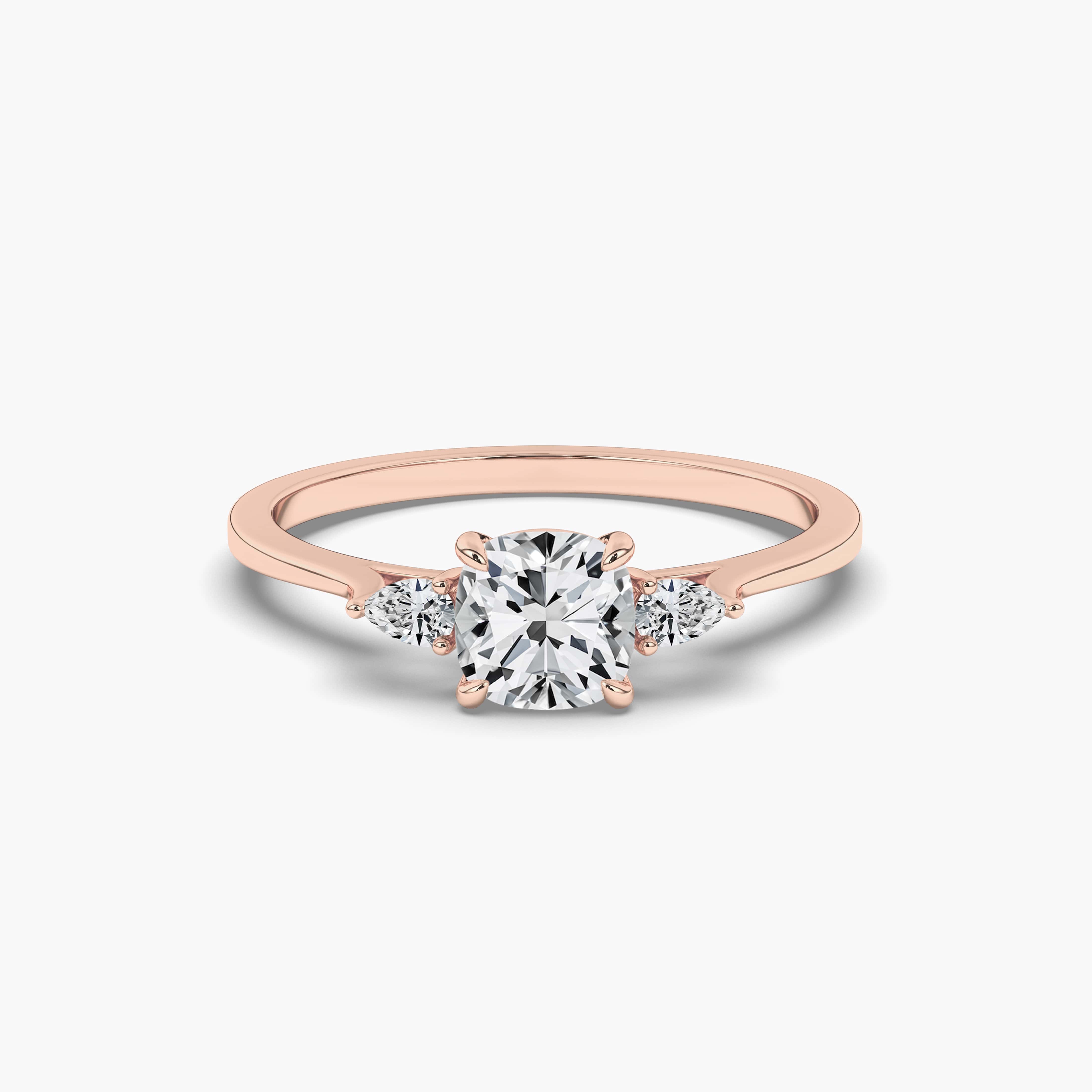 Cushion Cut Solitaire Diamond Split Shank Rose Gold Ring