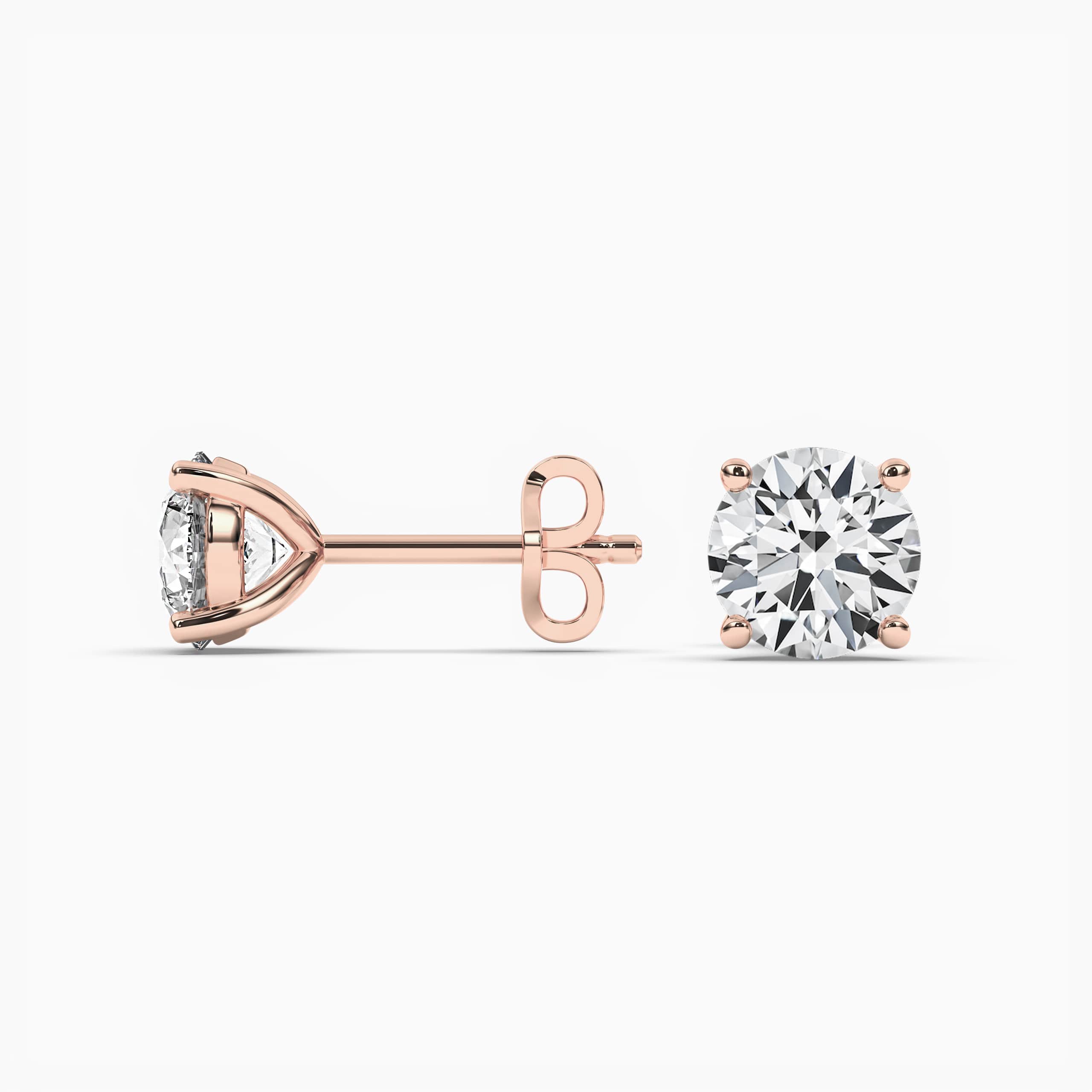 Natural Diamond Stud Earrings Round Diamonds