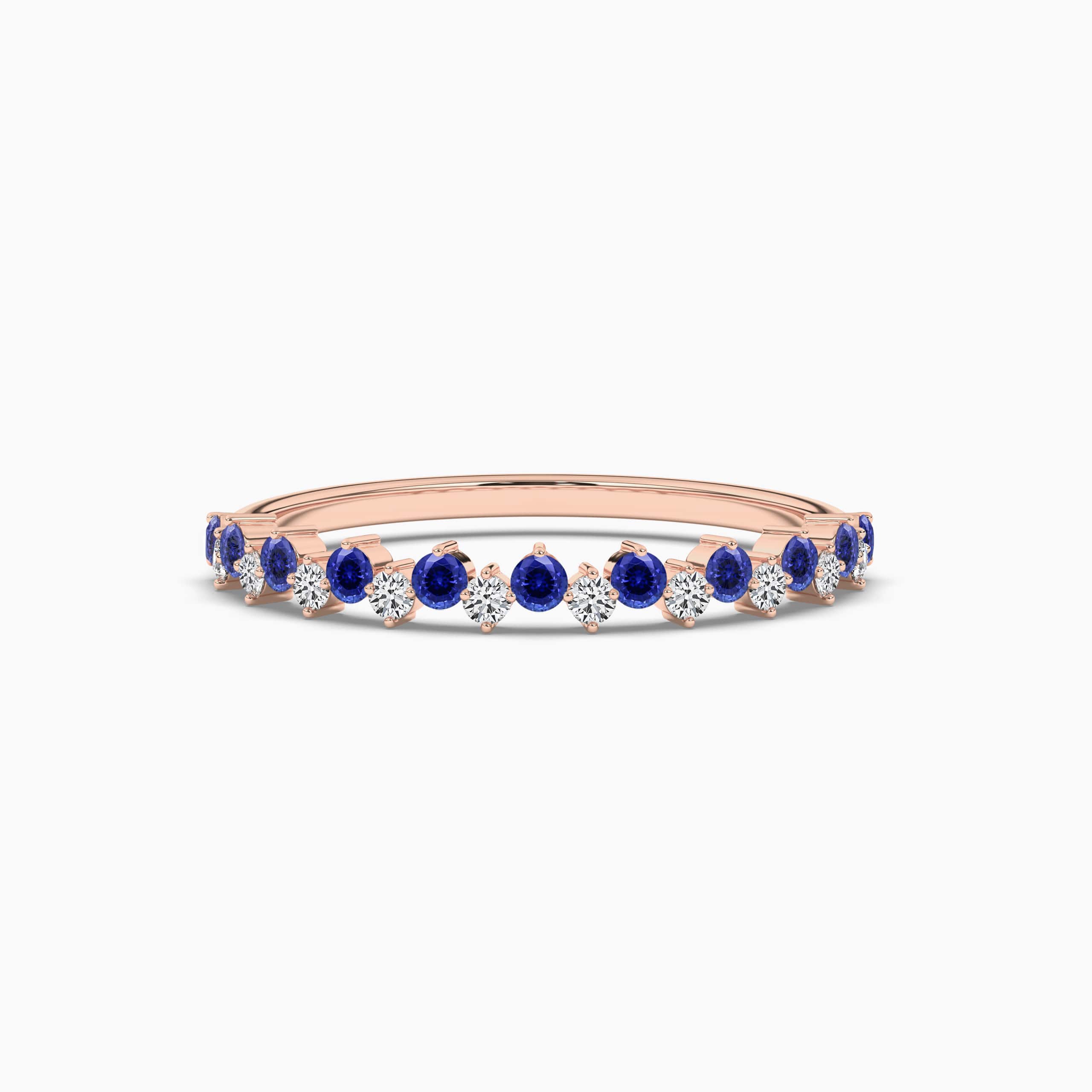 blue sapphire stackable  ring in rose gold 