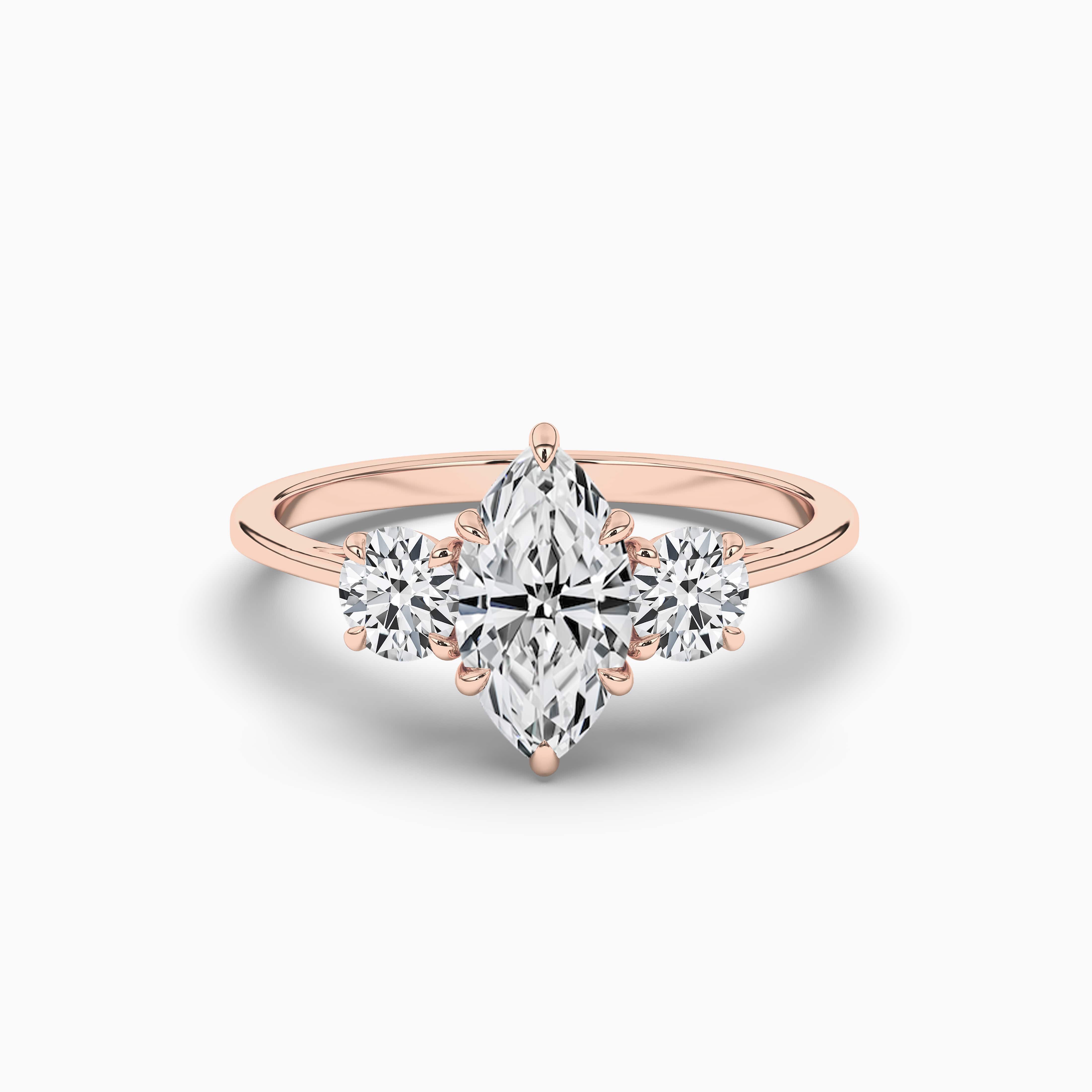 Rose Engagement Ring with Marquise Cut Diamond