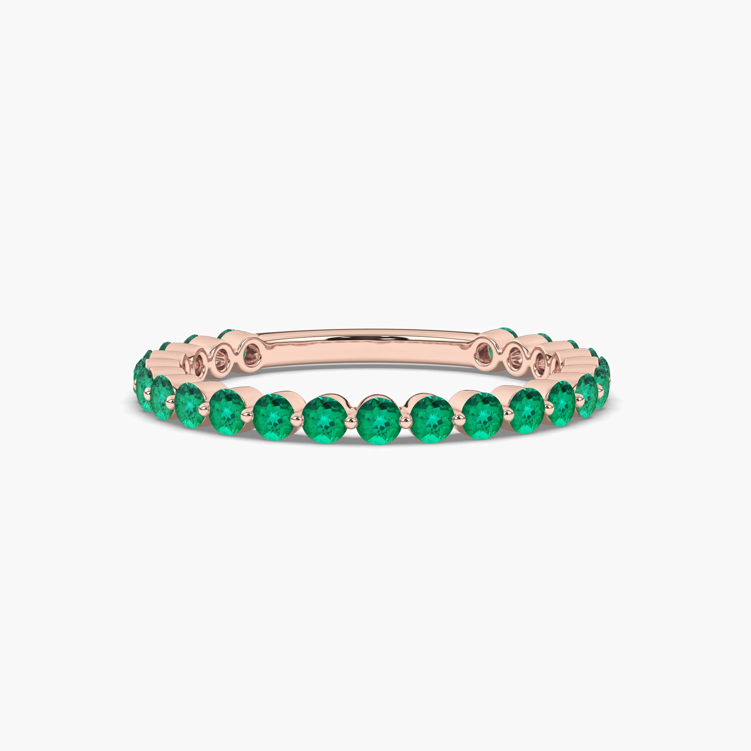 GREEN EMERALD ETERNITY BAND RING IN ROSE GOLD