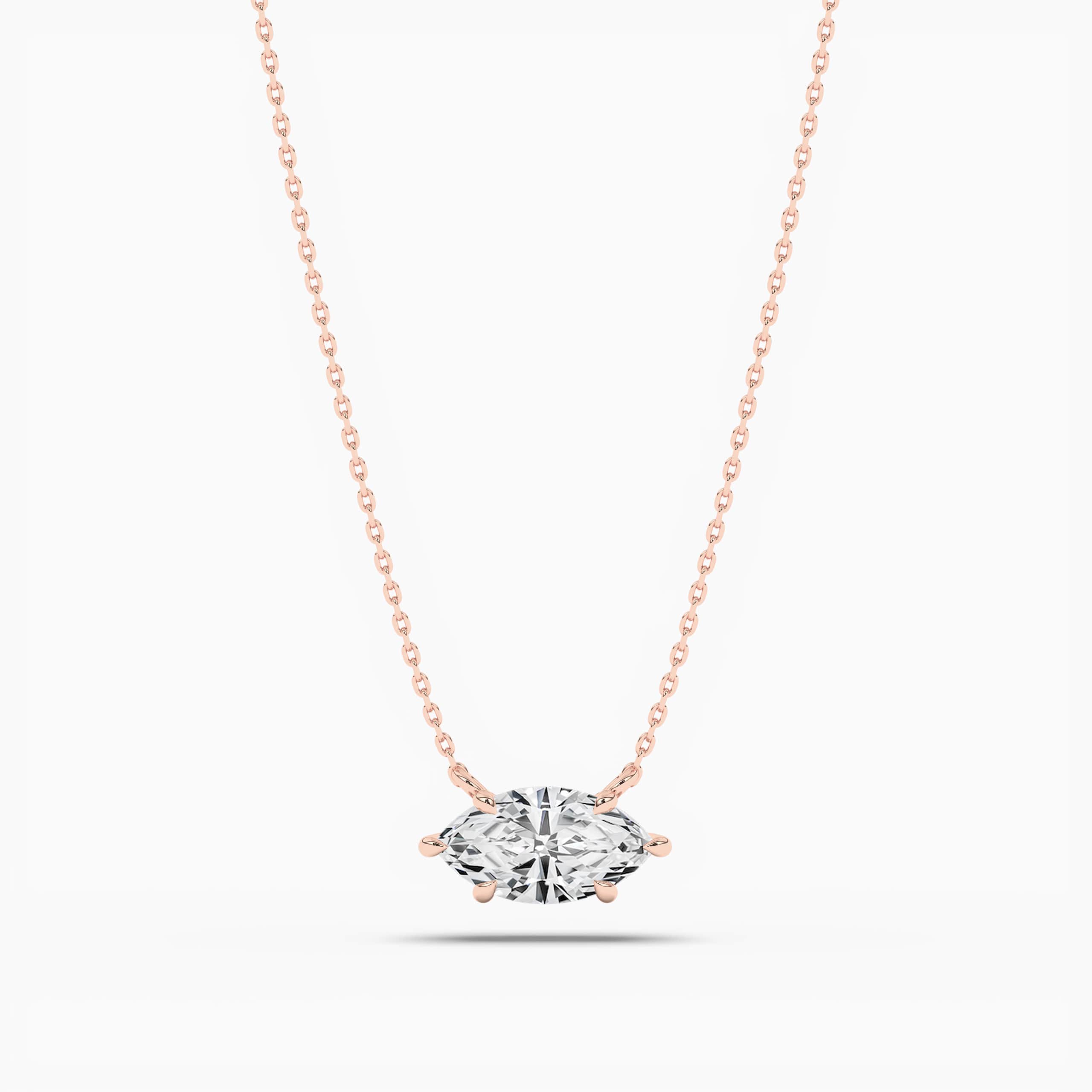 MARQUISE DIAMOND PENDANT NECKLACE ROSE GOLD