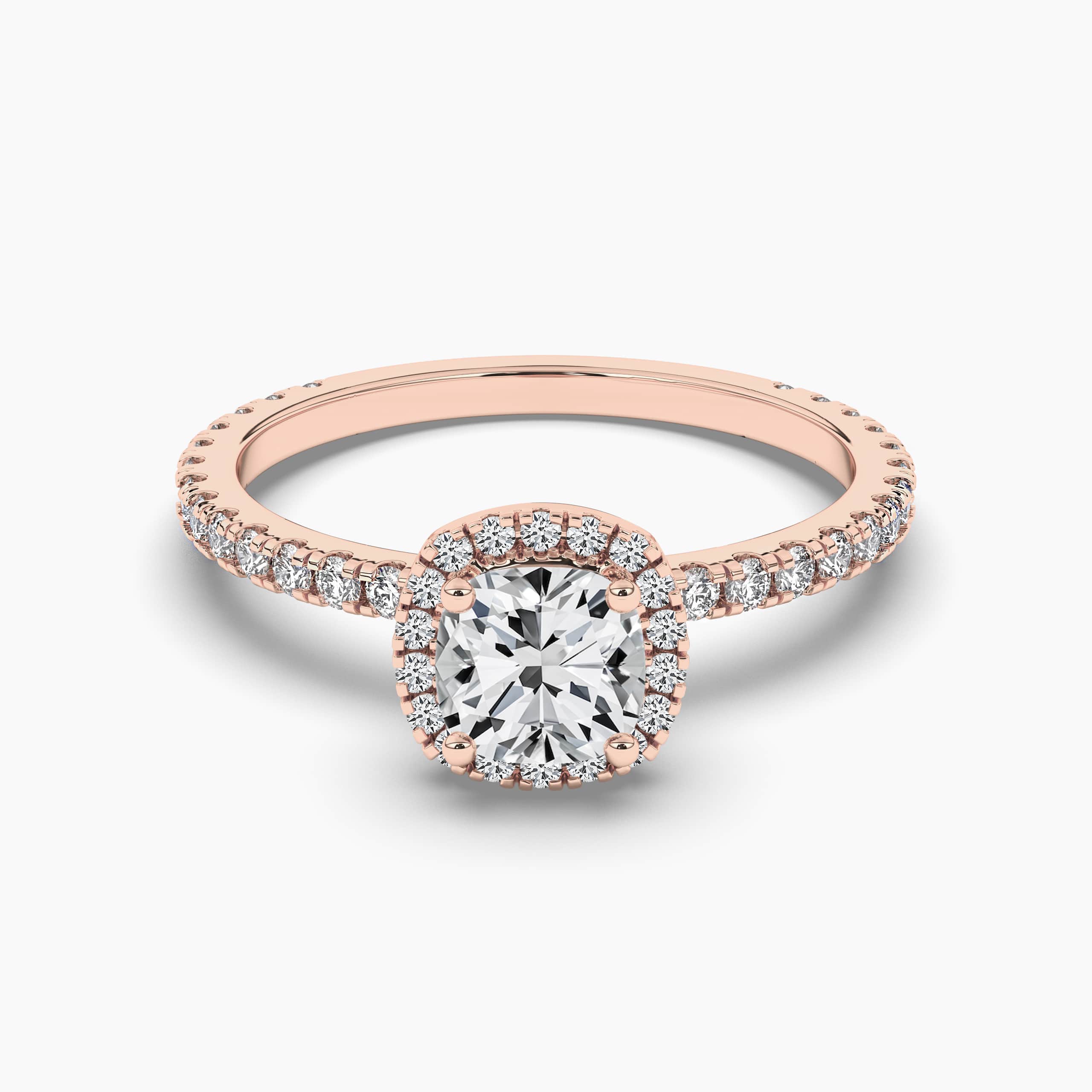 French Pave Halo Diamond Ring
