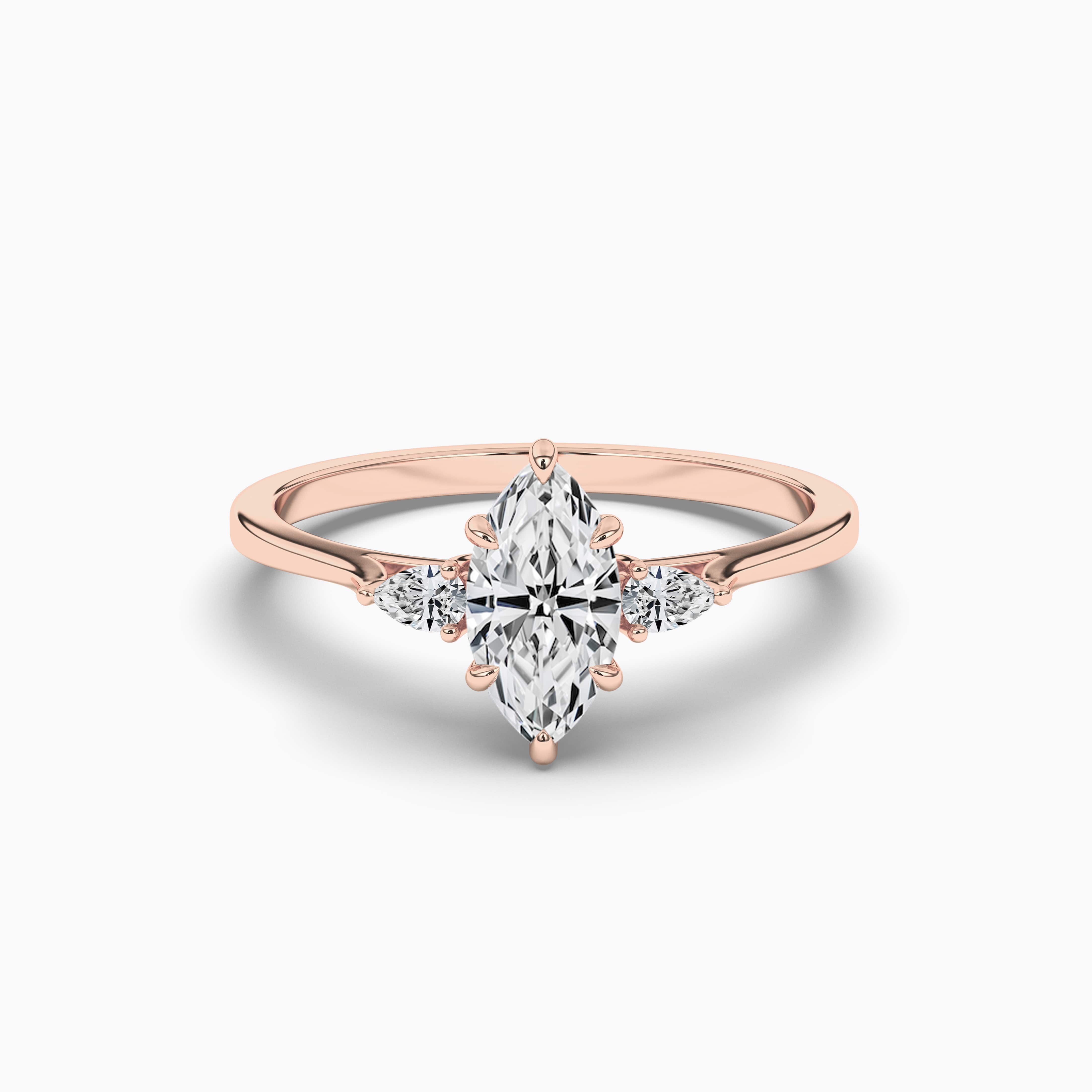 Rose Gold Engagement Ring Marquise Cut Diamond
