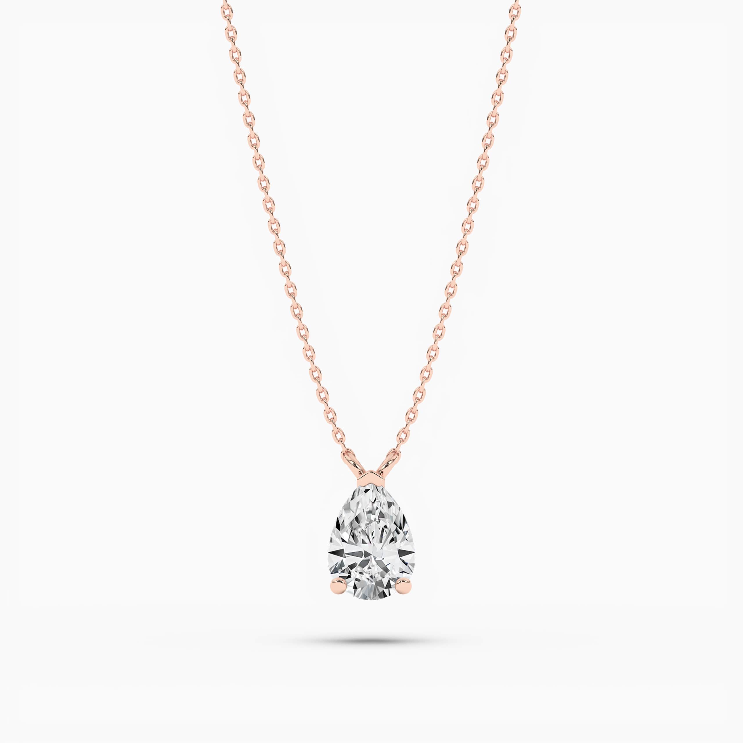 Pear Shaped Diamond Necklace In Rose Gold