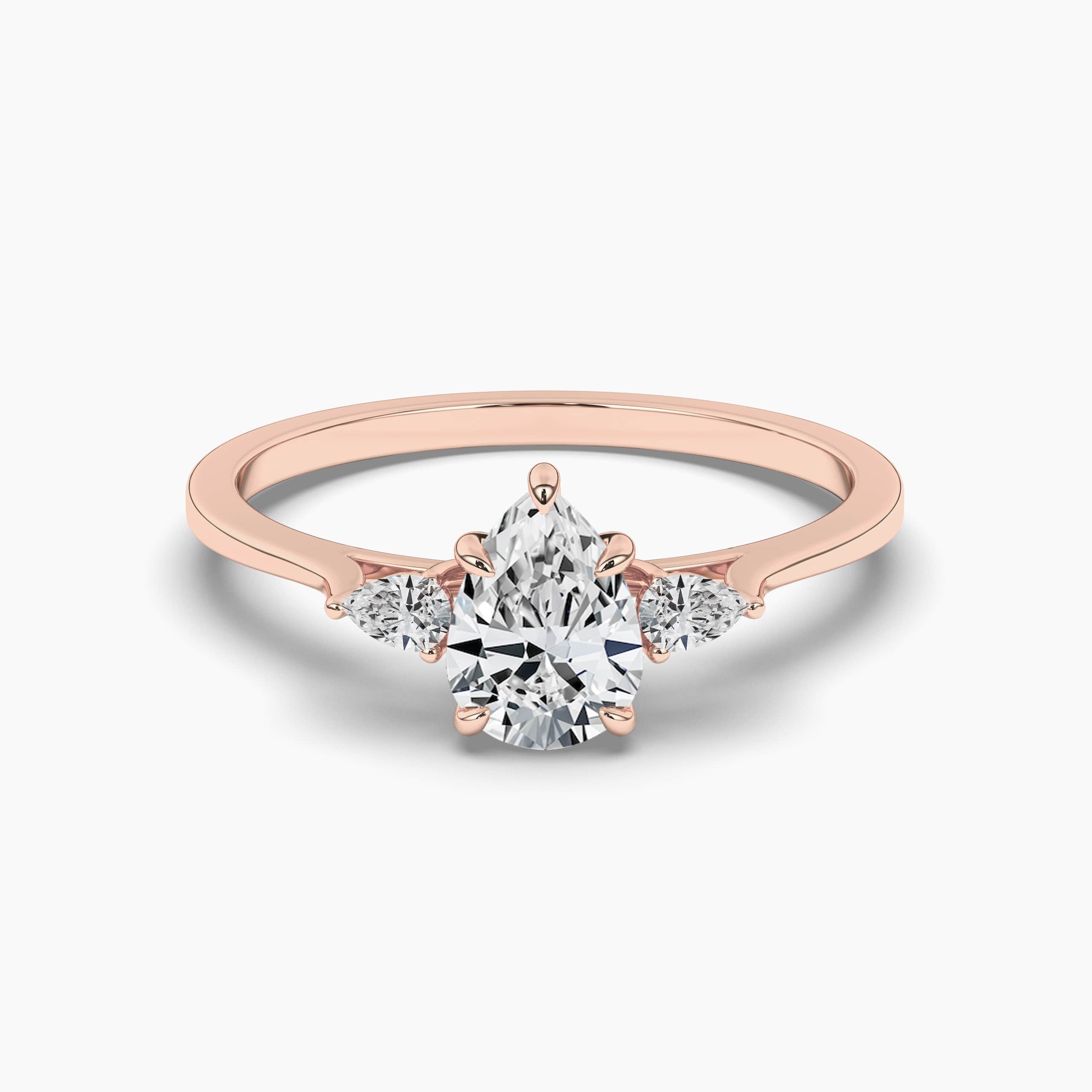 Pear Cut Solitaire Diamond  Rose Gold Ring 