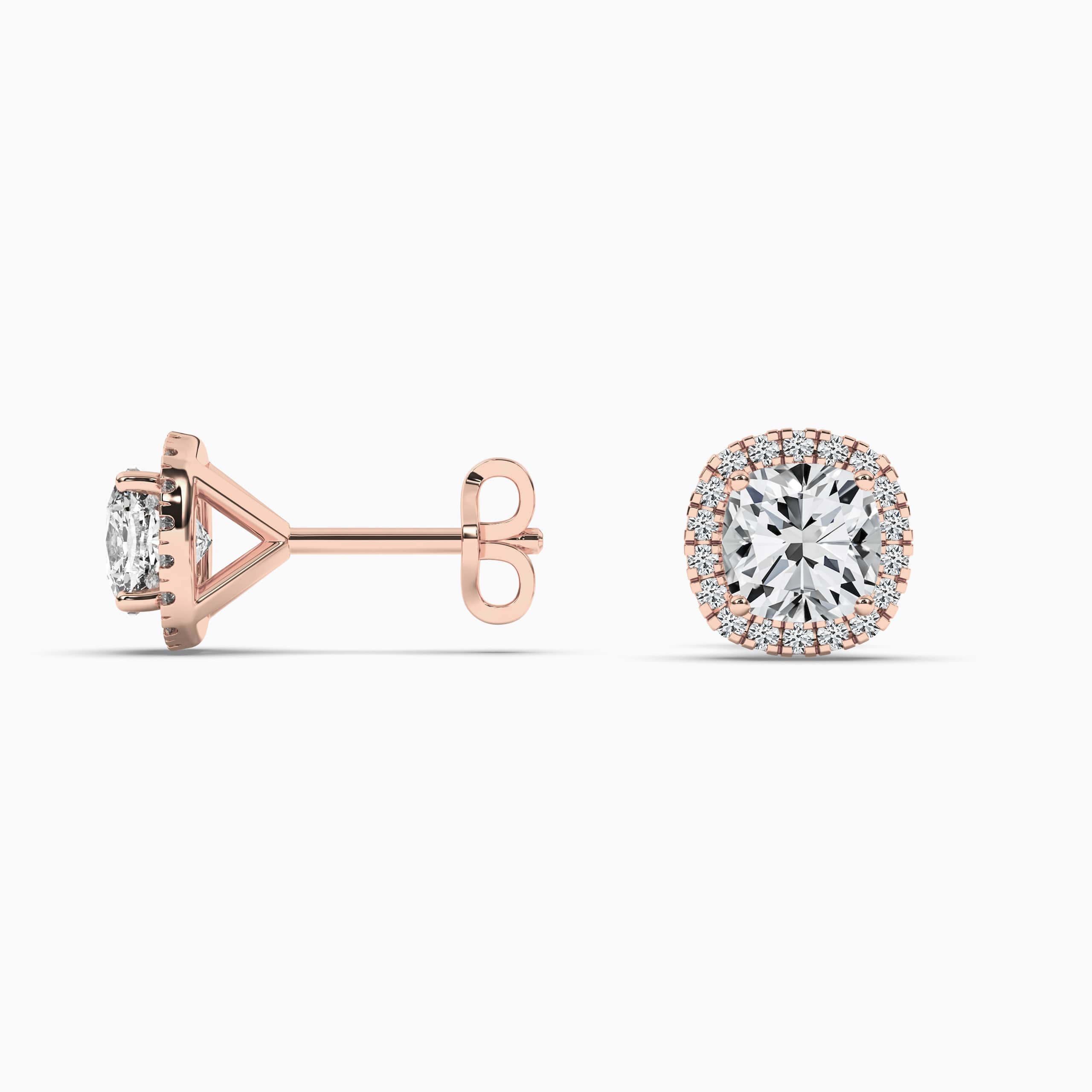 Cushion Lab Diamond Halo Stud Earrings