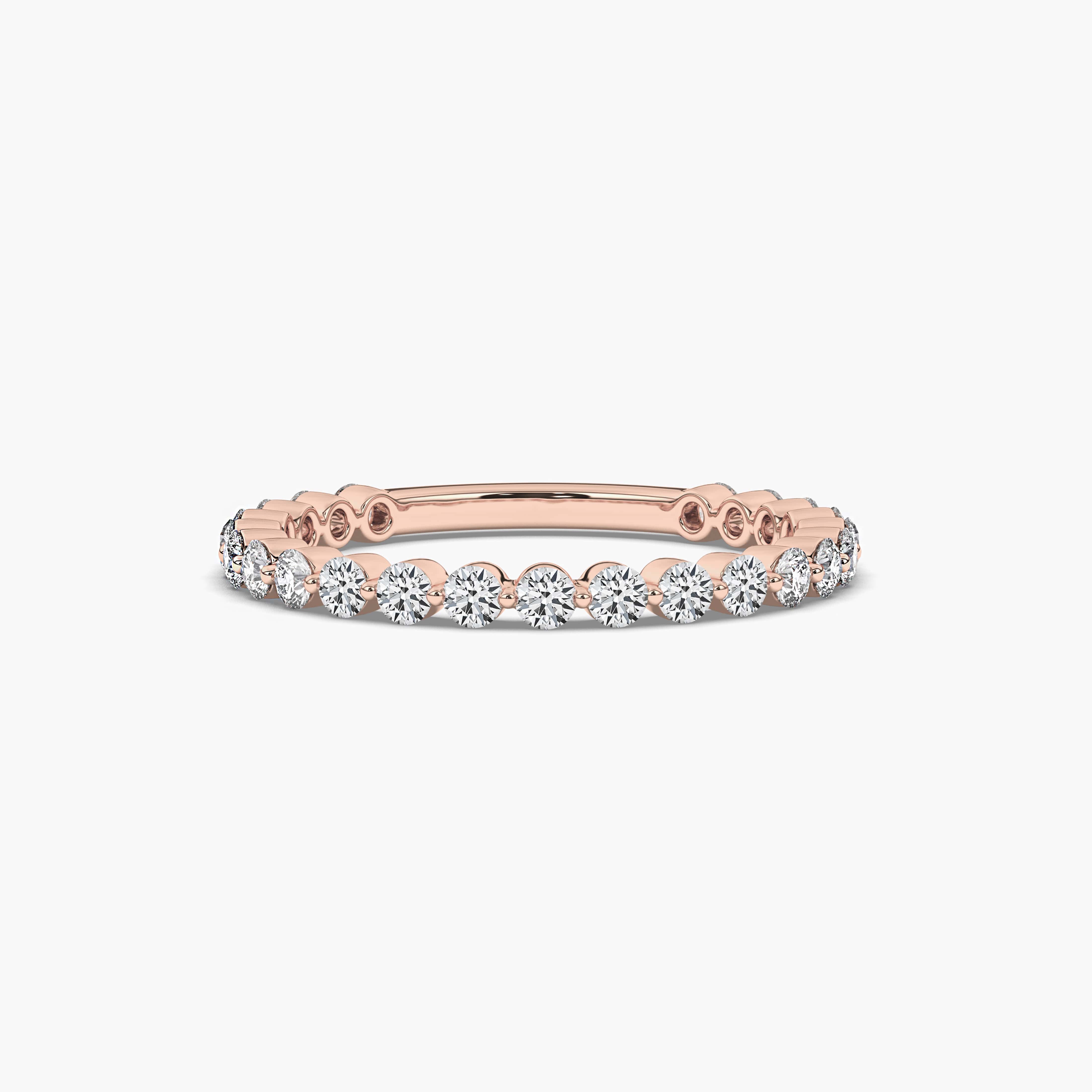 Round Moissanite Shared prong Stackable Wedding Band