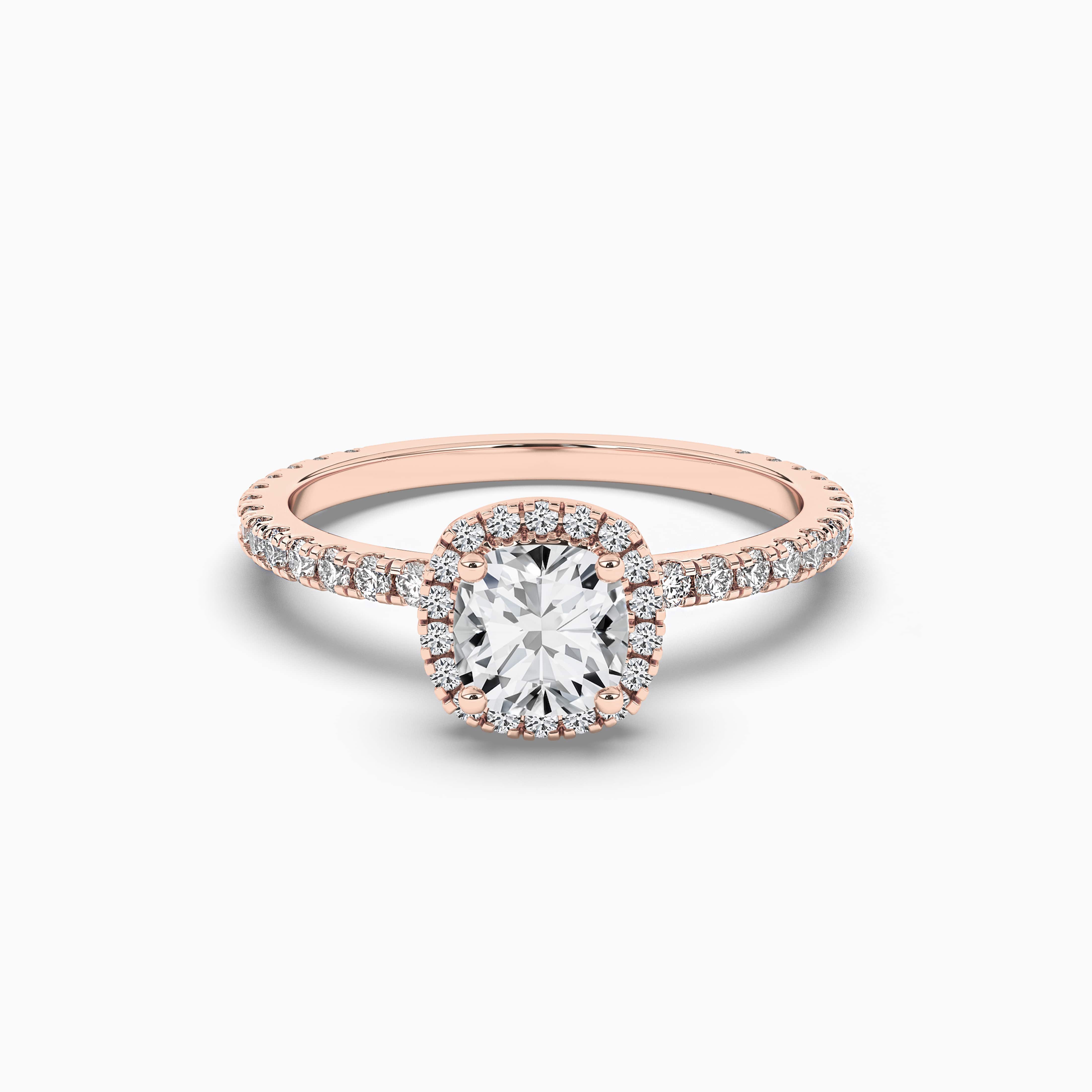 French Pave Halo Diamond Ring