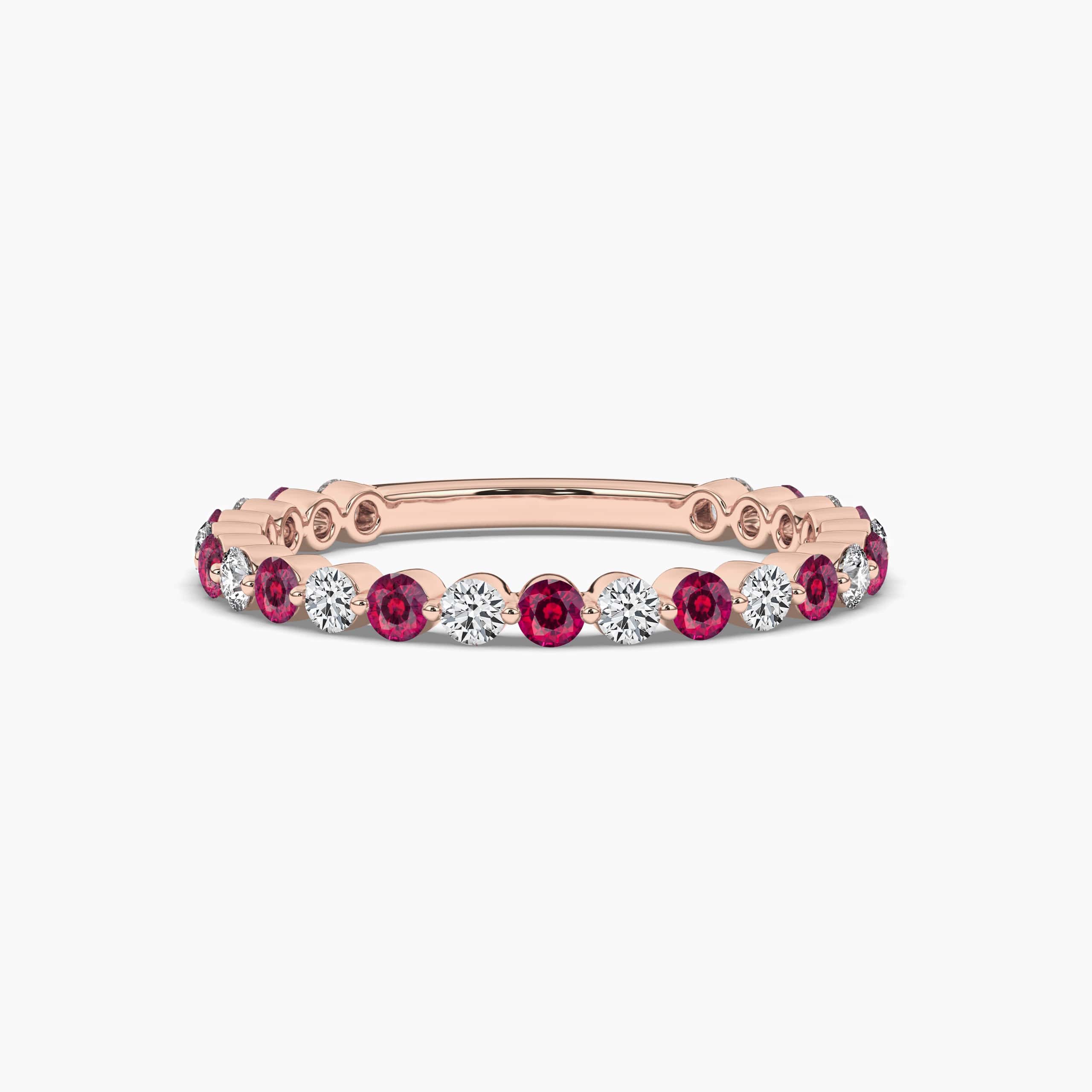 Round and Ruby Diamond Stacking Ring for Women