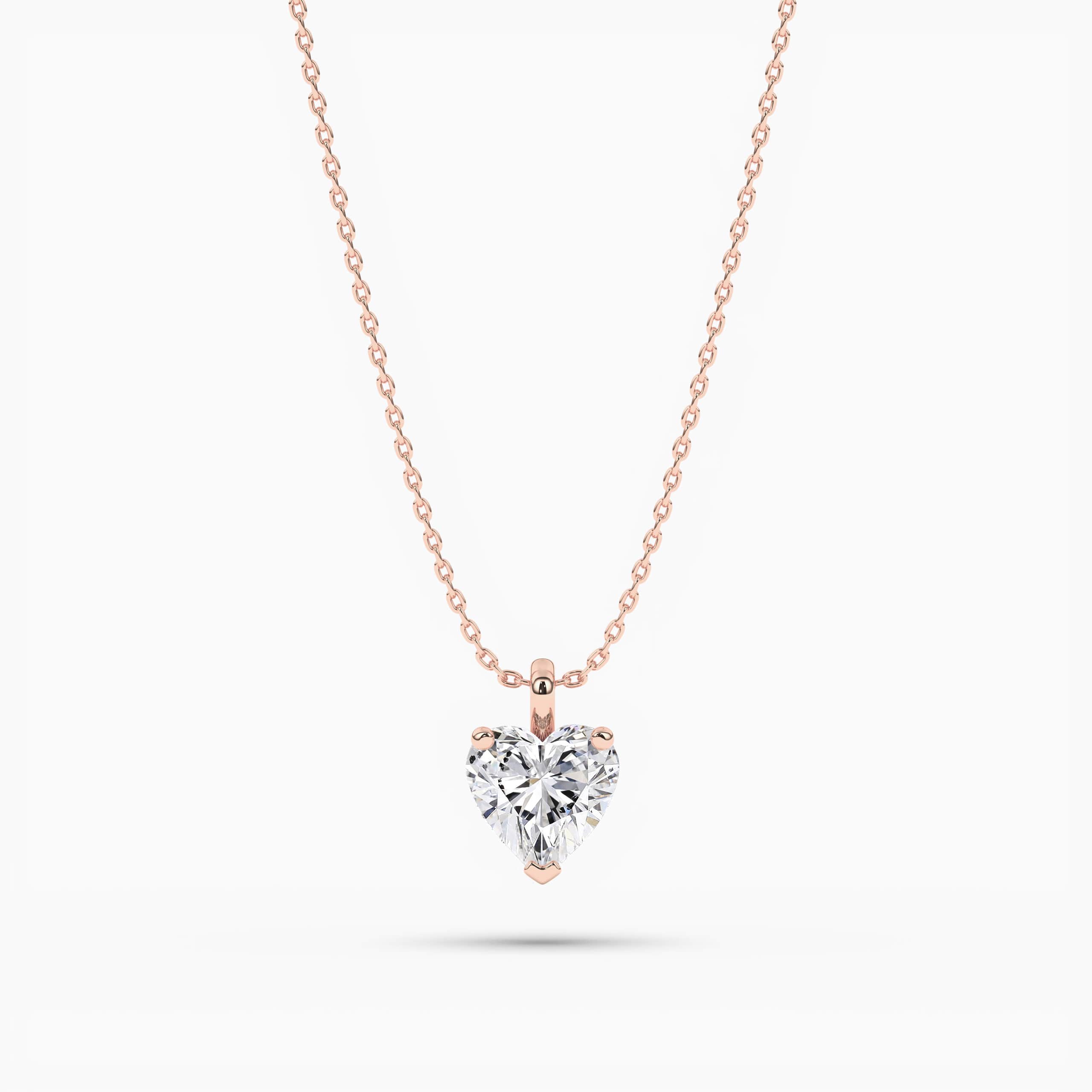 HEART-SHAPE SOLITAIRE PENDANT IN ROSE GOLD