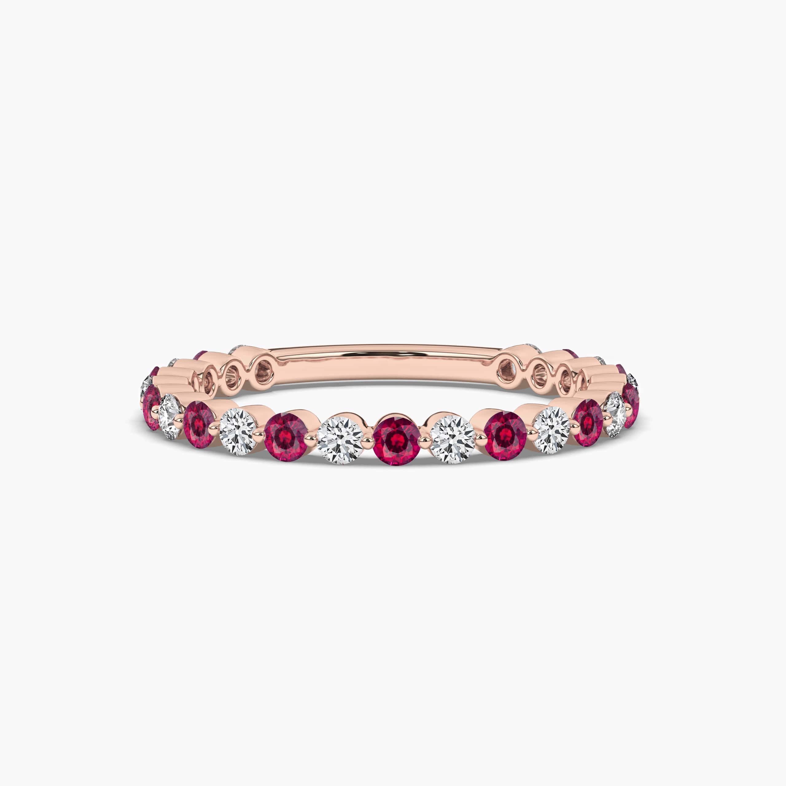 Round Ruby and White Diamond Stackable Ring