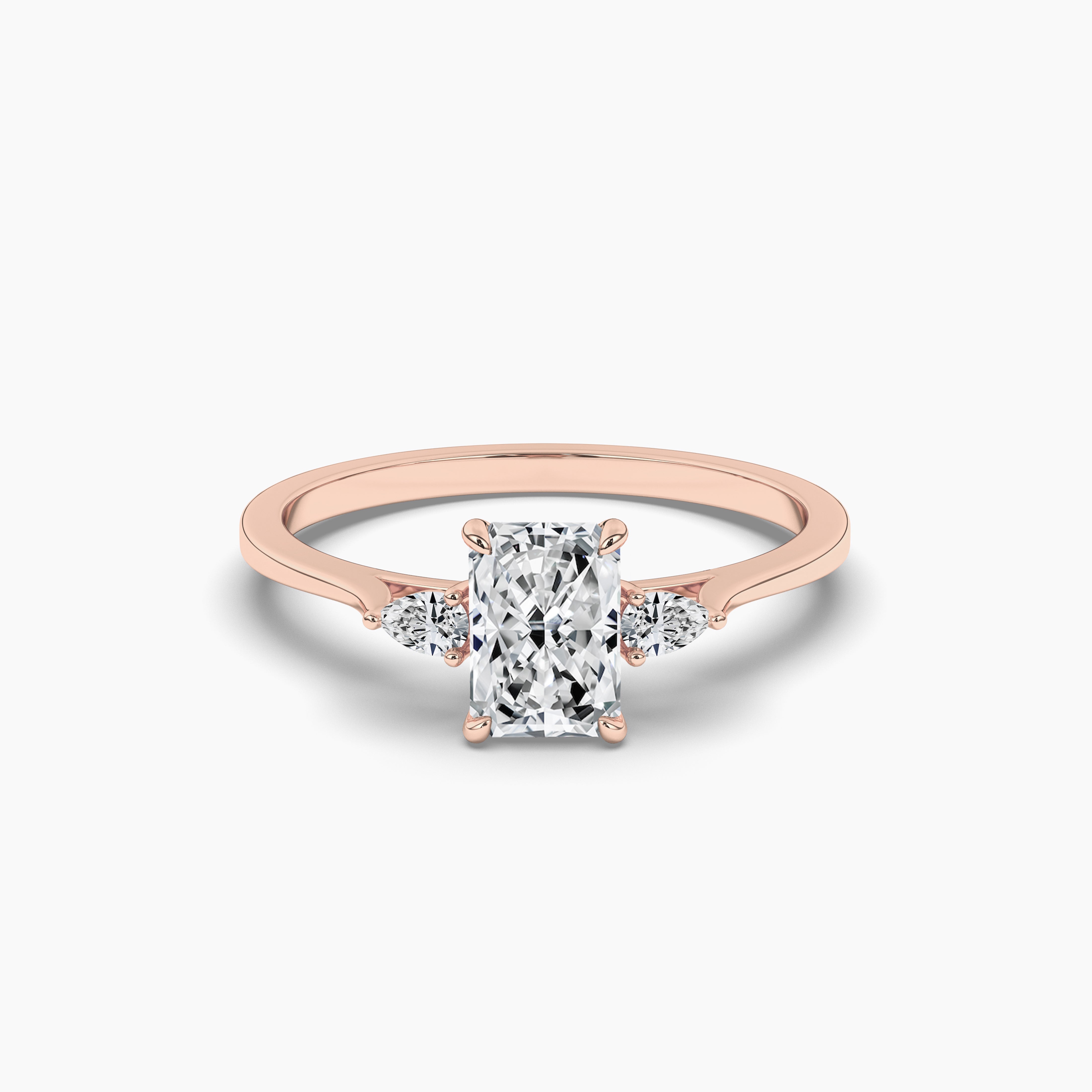Engagement Ring with a Radiant Diamond and Side Stones
