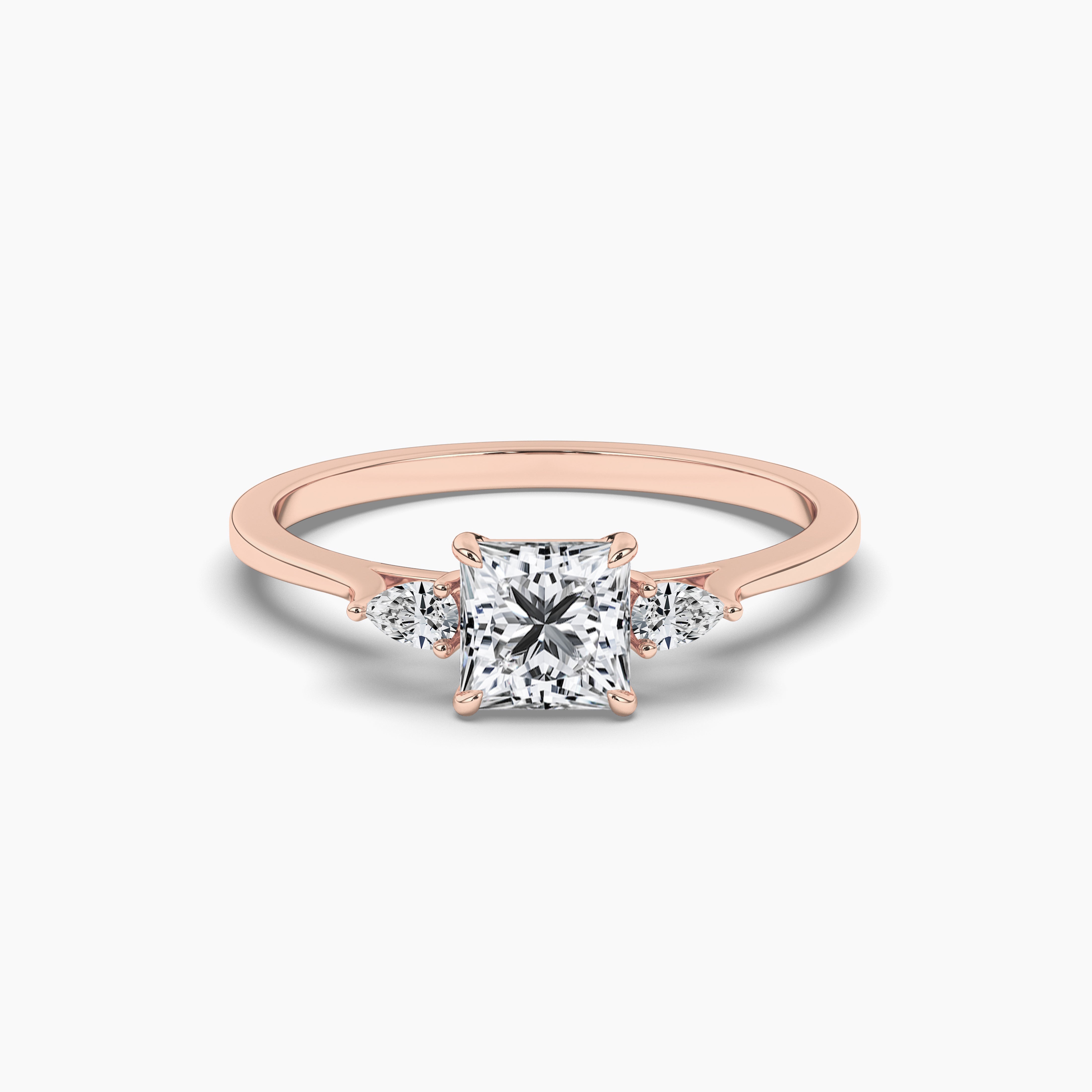  Princess Cut Moissanite Engagement Ring Rose Gold