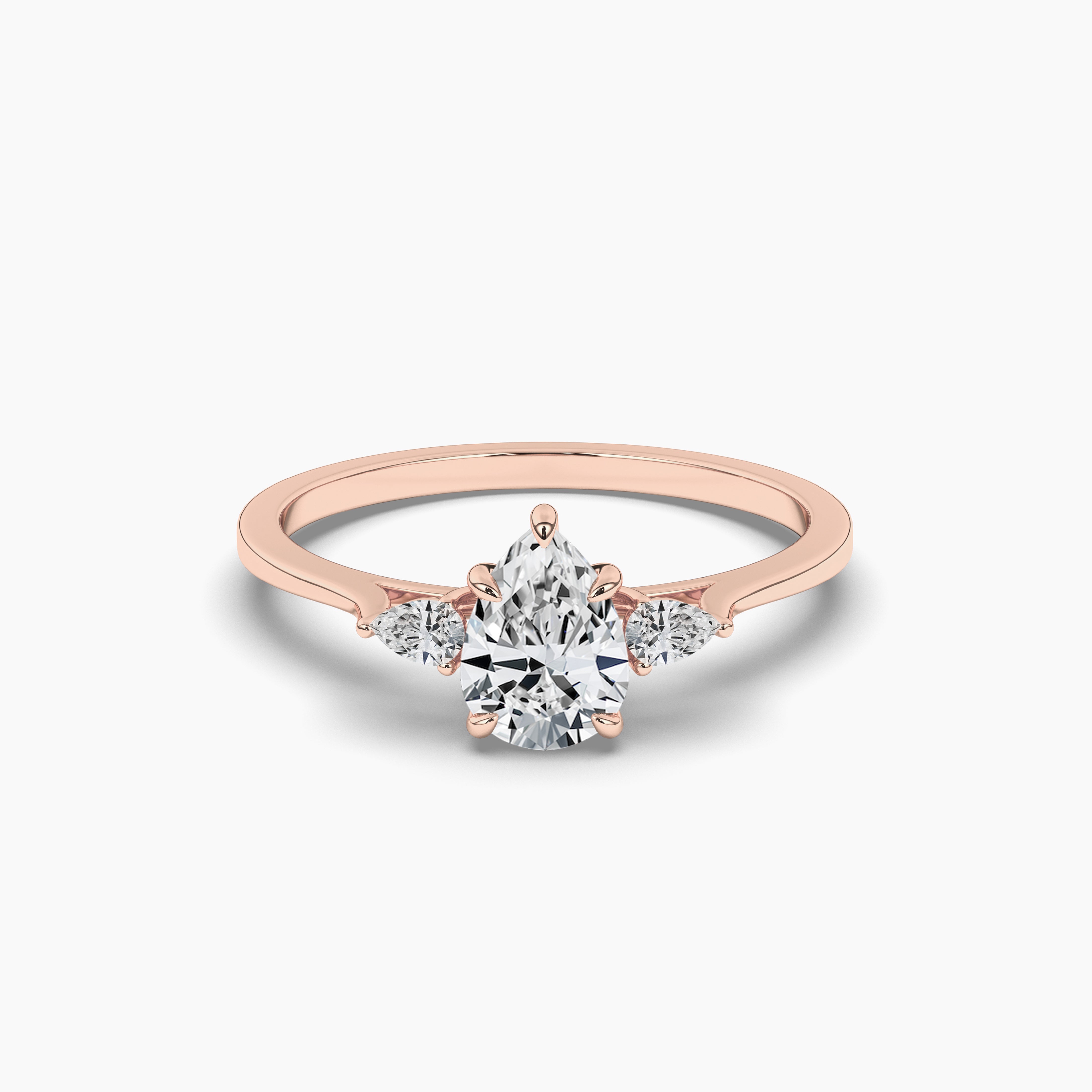 Pear Cut Solitaire Diamond Rose Gold Ring