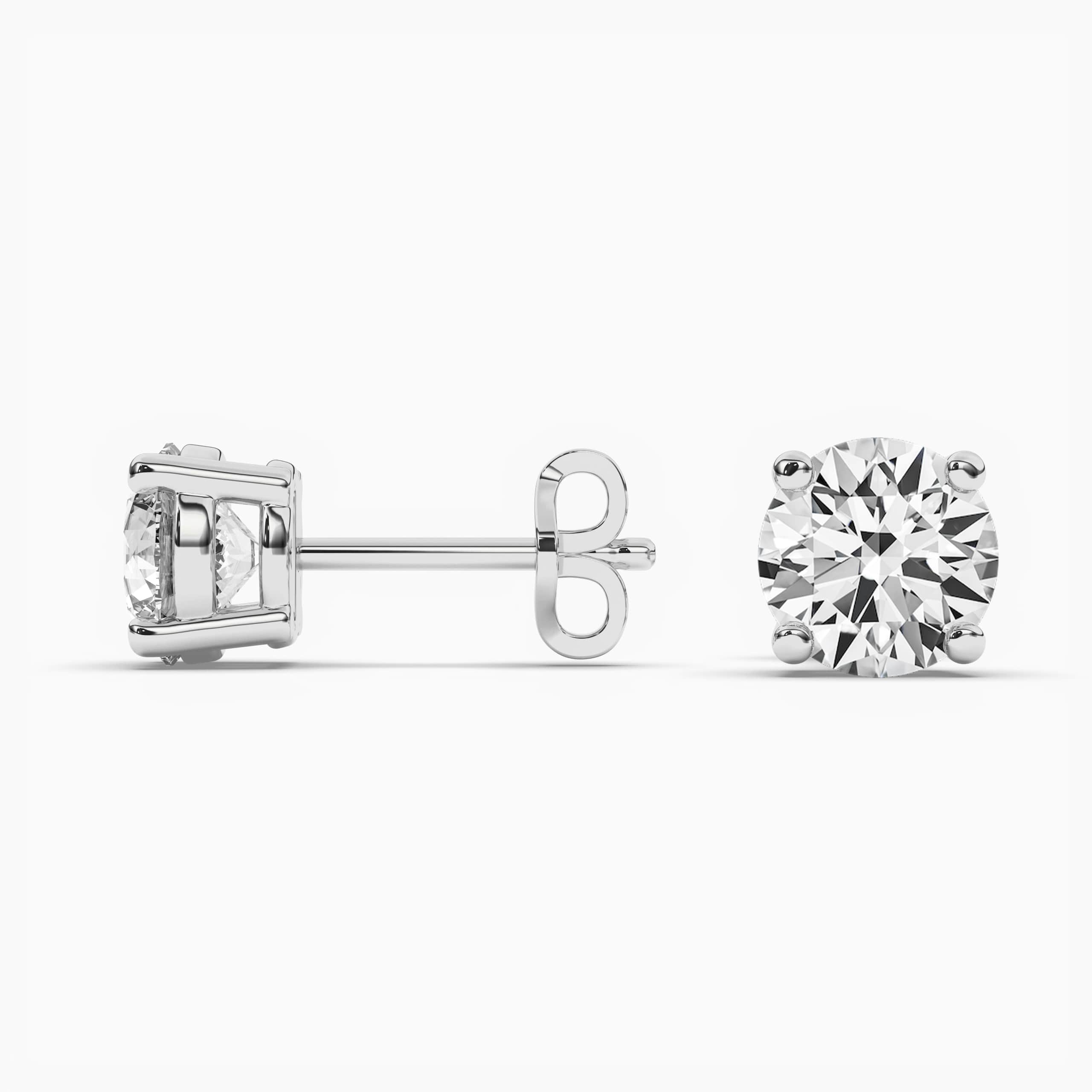 Round Diamond Stud Earrings in White Gold