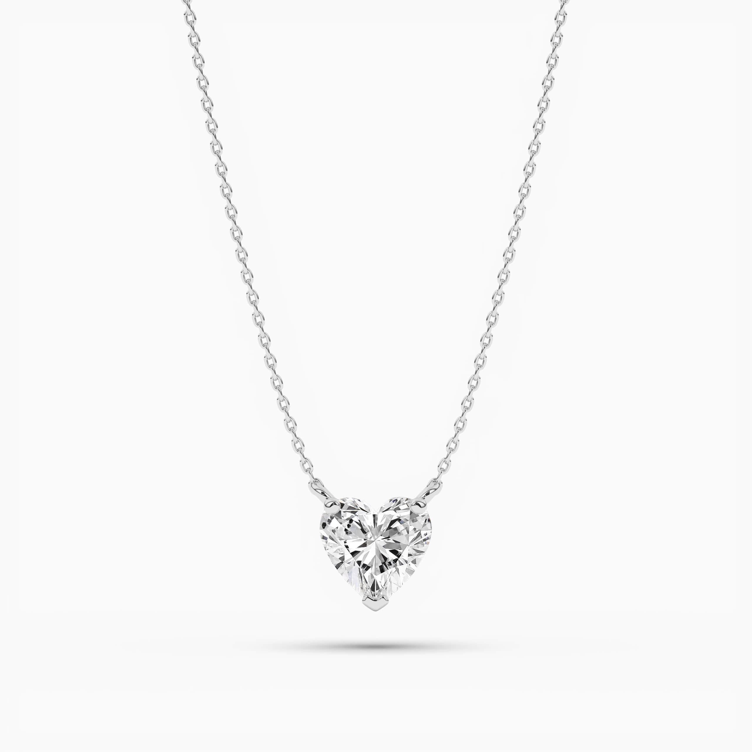 Heart Cut Diamond Necklace In White Gold