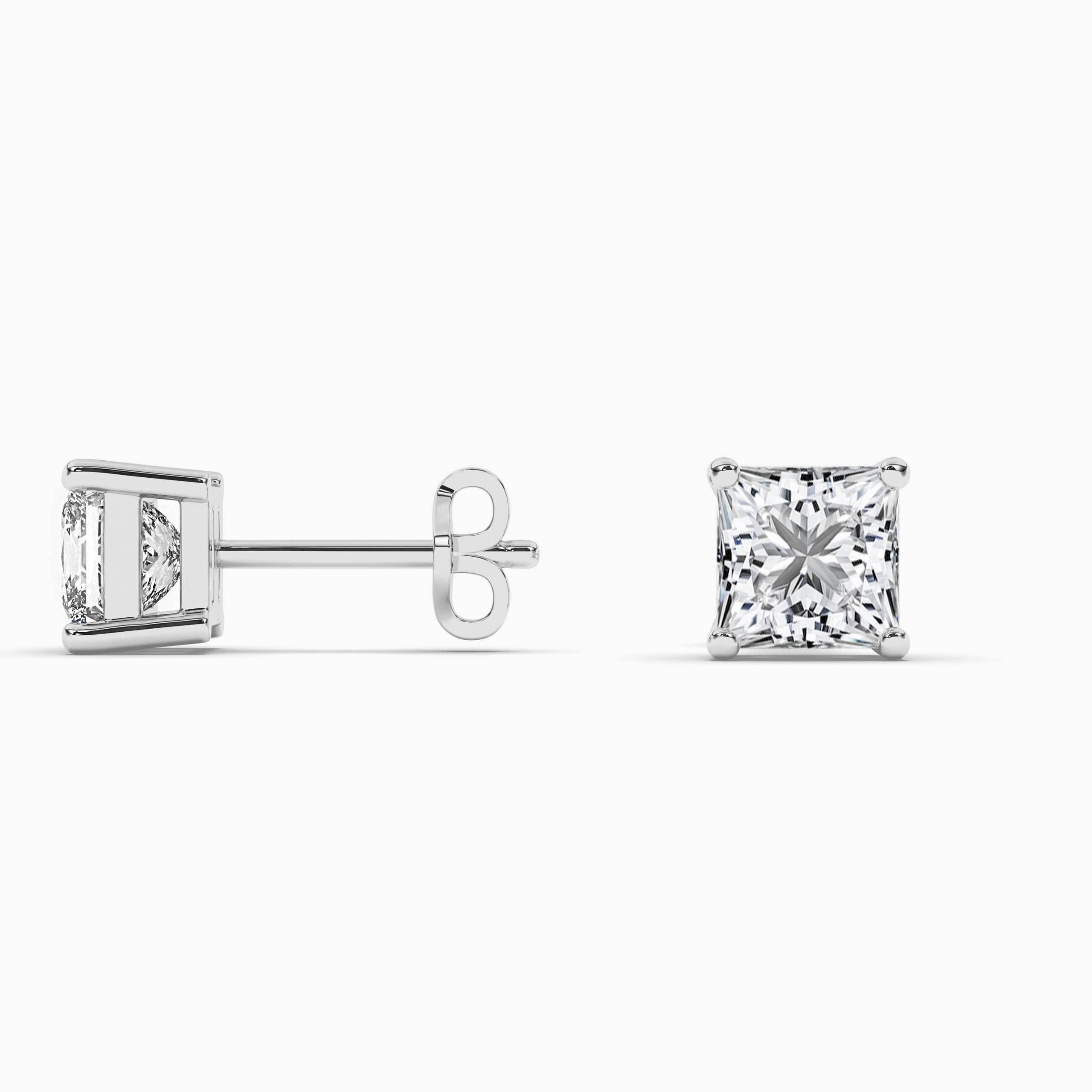 DIAMOND STUD EARRINGS BASKET SETTING IN WHITE GOLD