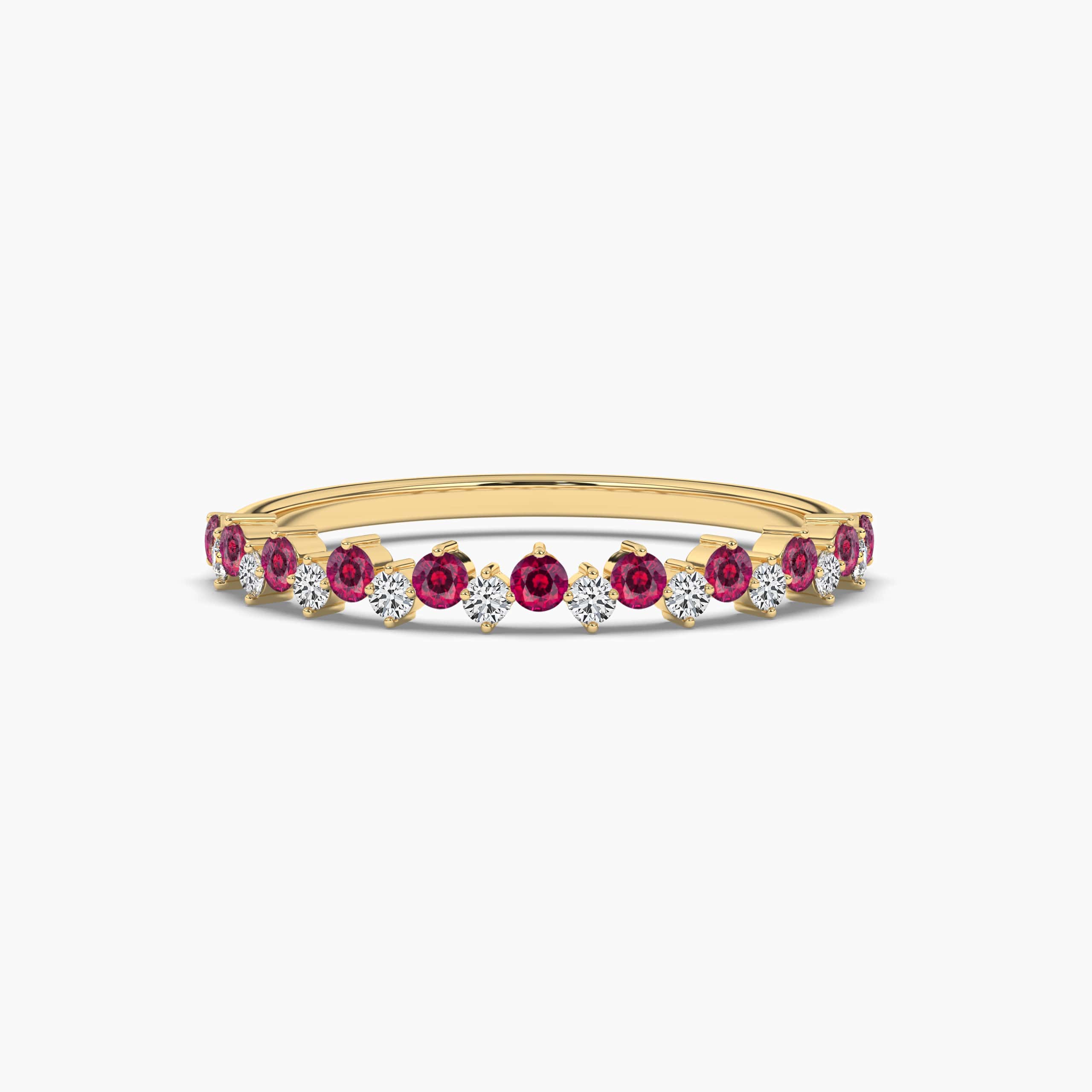 ruby and diamond stackable ring in yellow gold 