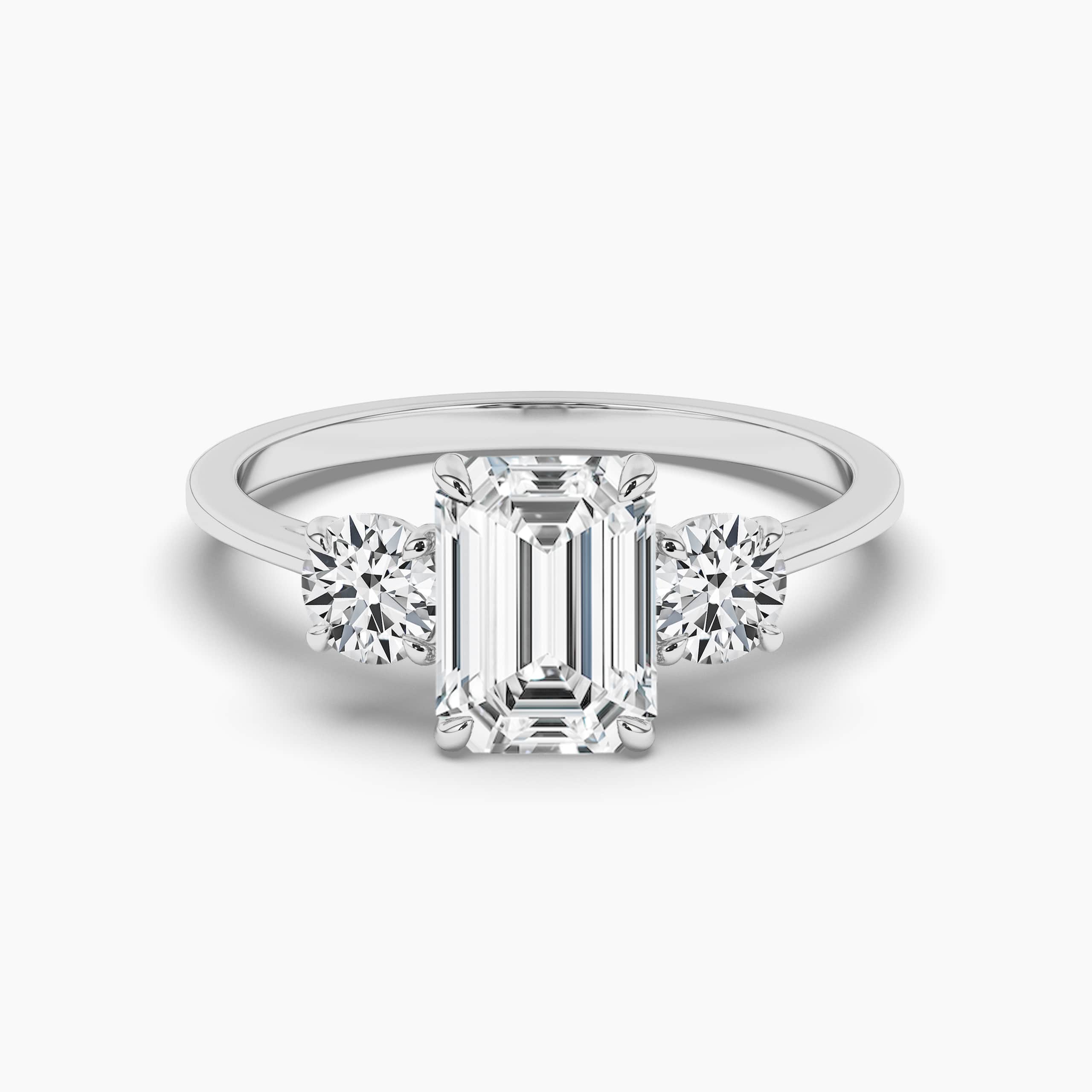 Emerald Cut Diamond Engagement Ring White Gold Diamond Ring