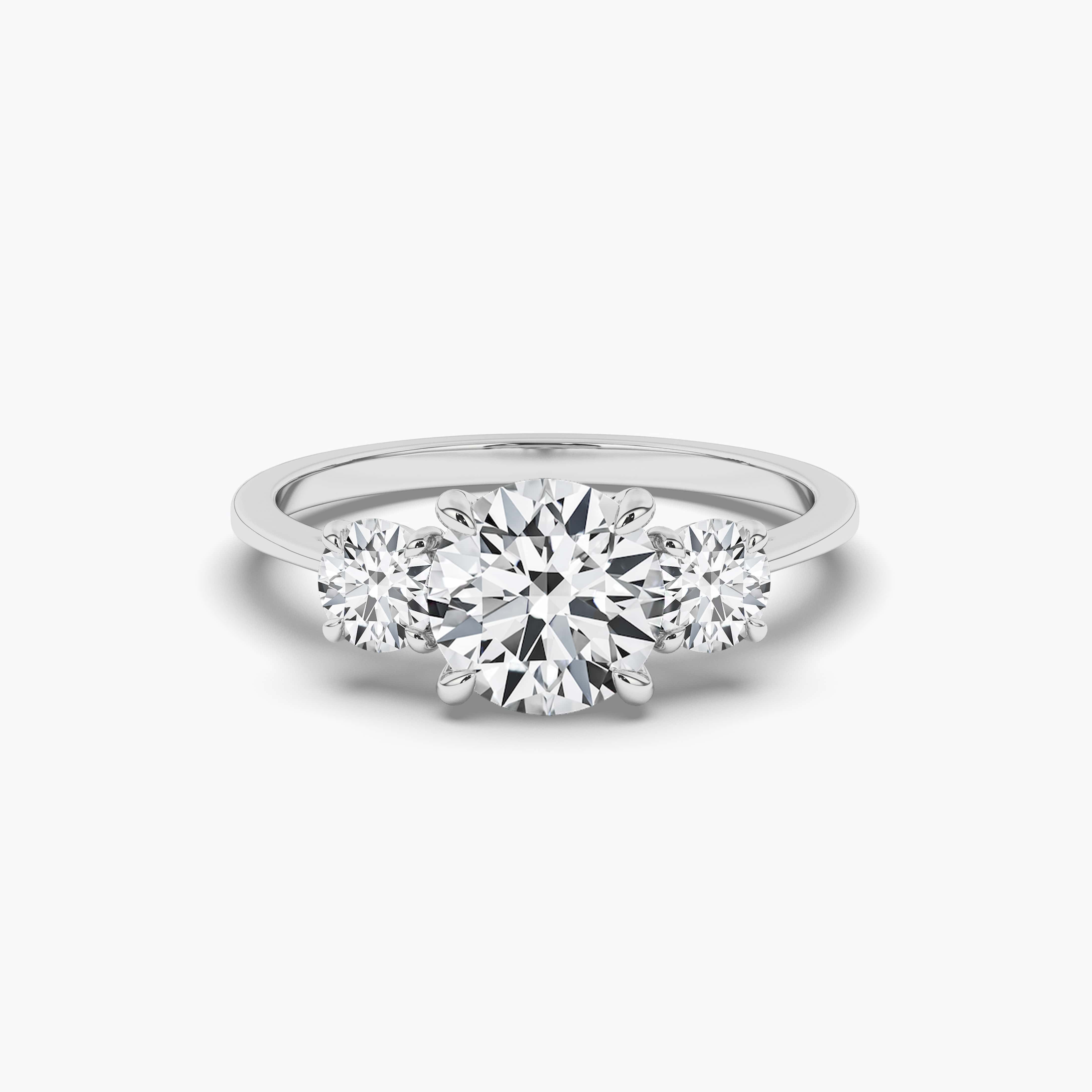 White Gold Three-Stone Round Engagement Ring