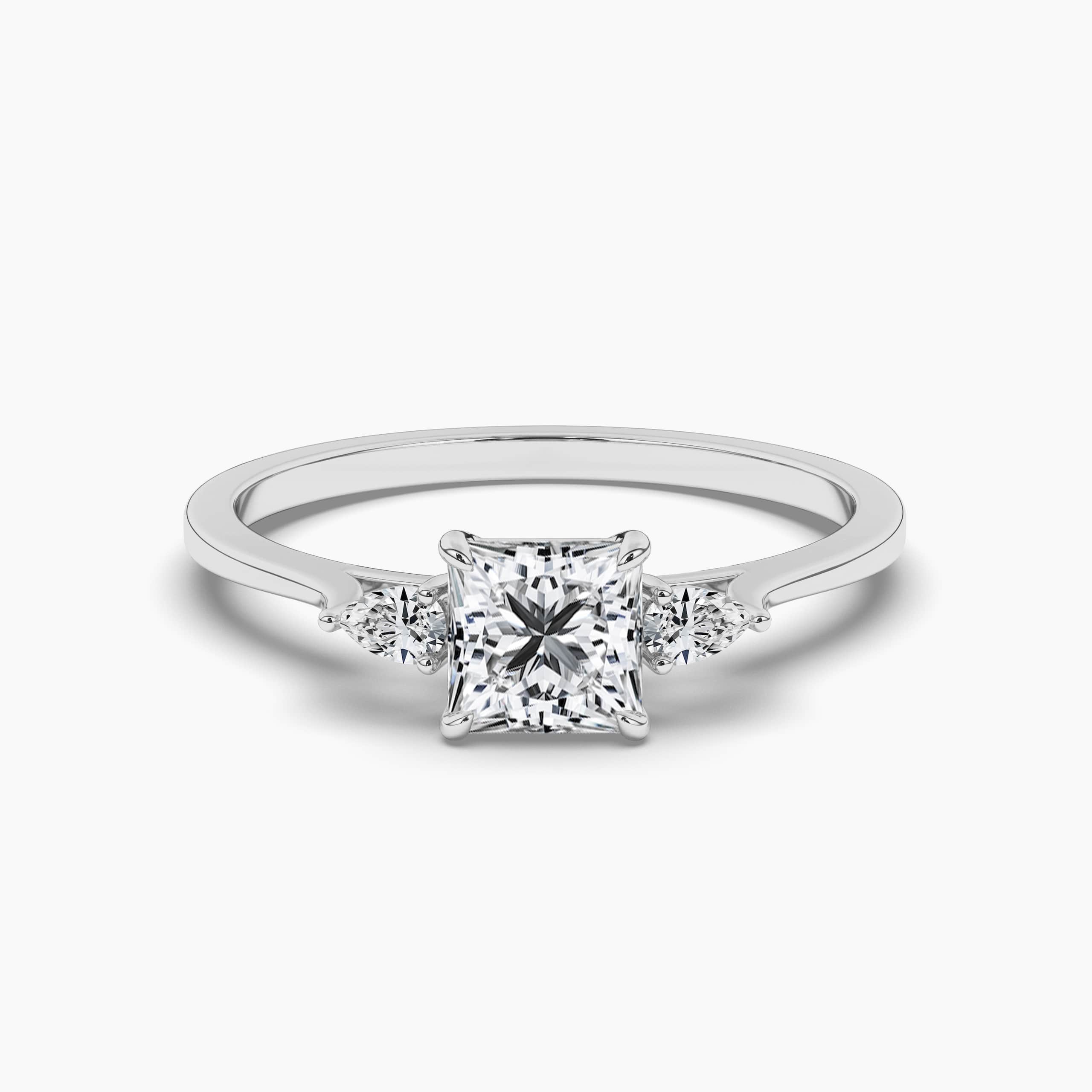 Three Stone Diamond Ring With Side Accents Lab Grown Diamonds  White Gold Diamond Ring