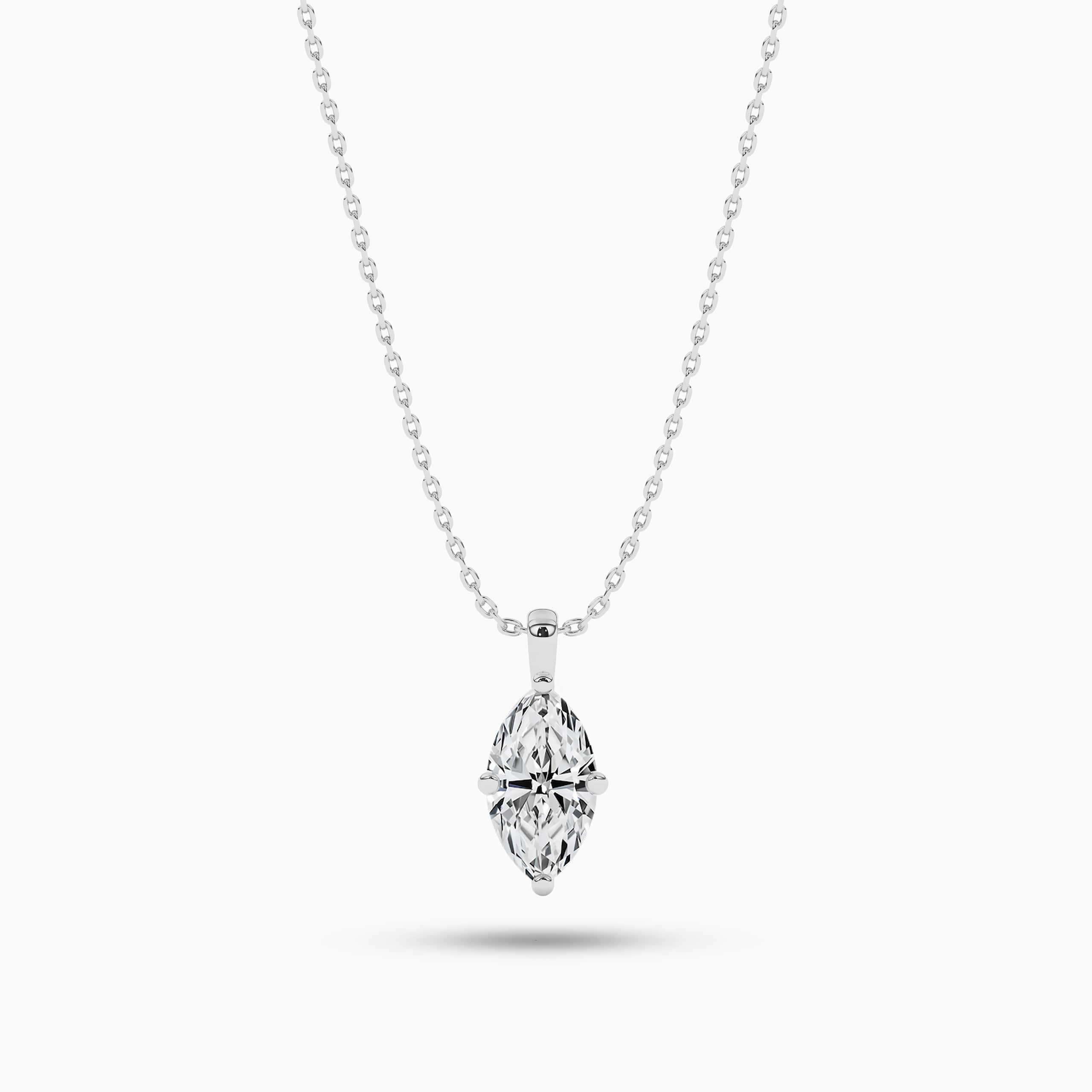 Marquise Solitaire Necklace in White Gold