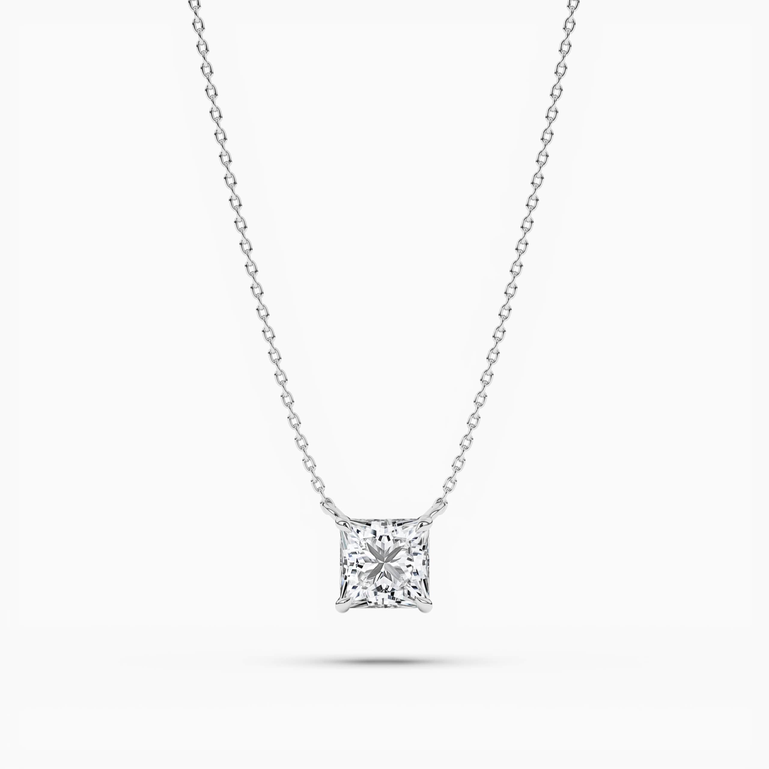 PRINCESS CUT CLARITY DIAMOND NECKLACE WHITE GOLD