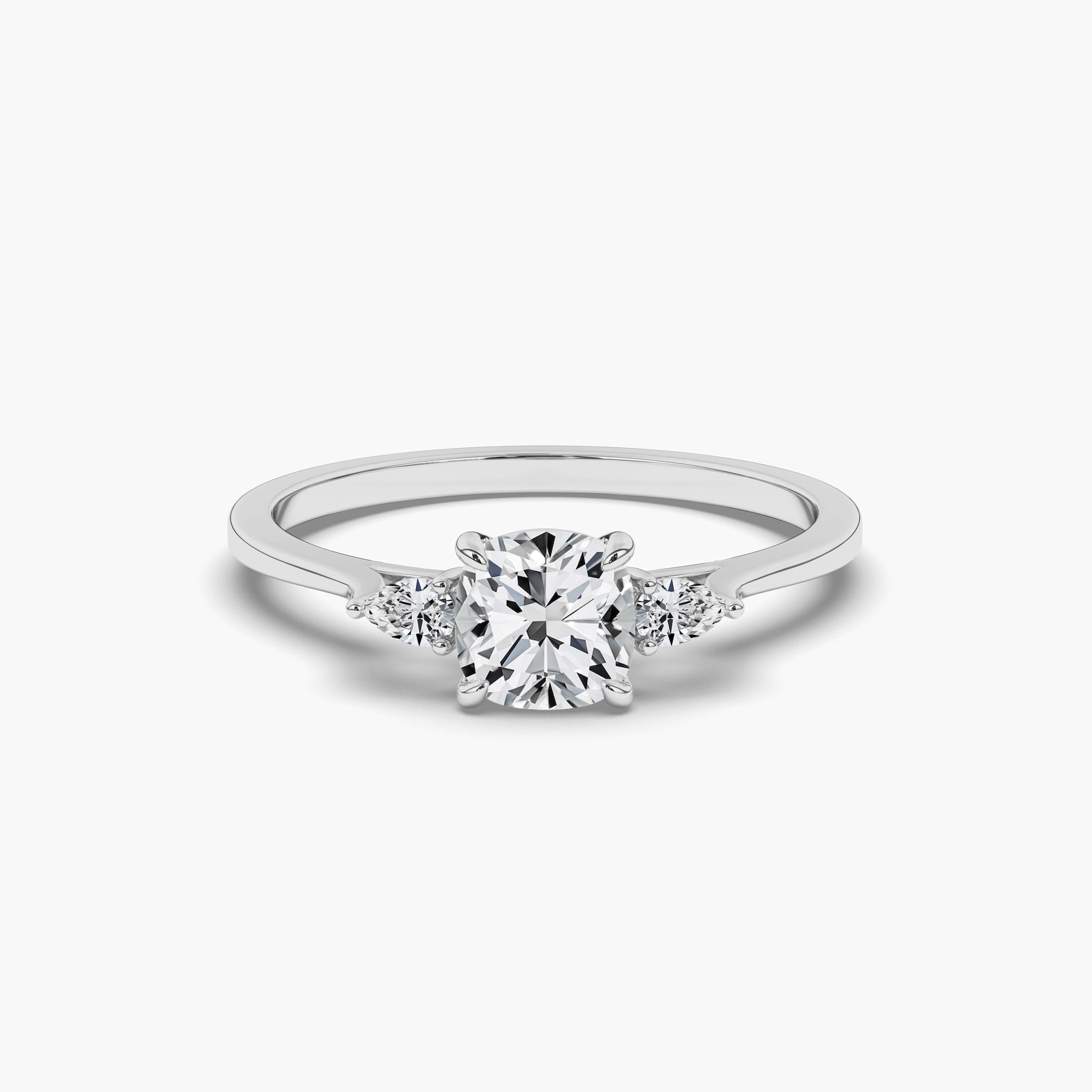 Cushion Diamond Engagement Ring White Gold Solitaire Ring