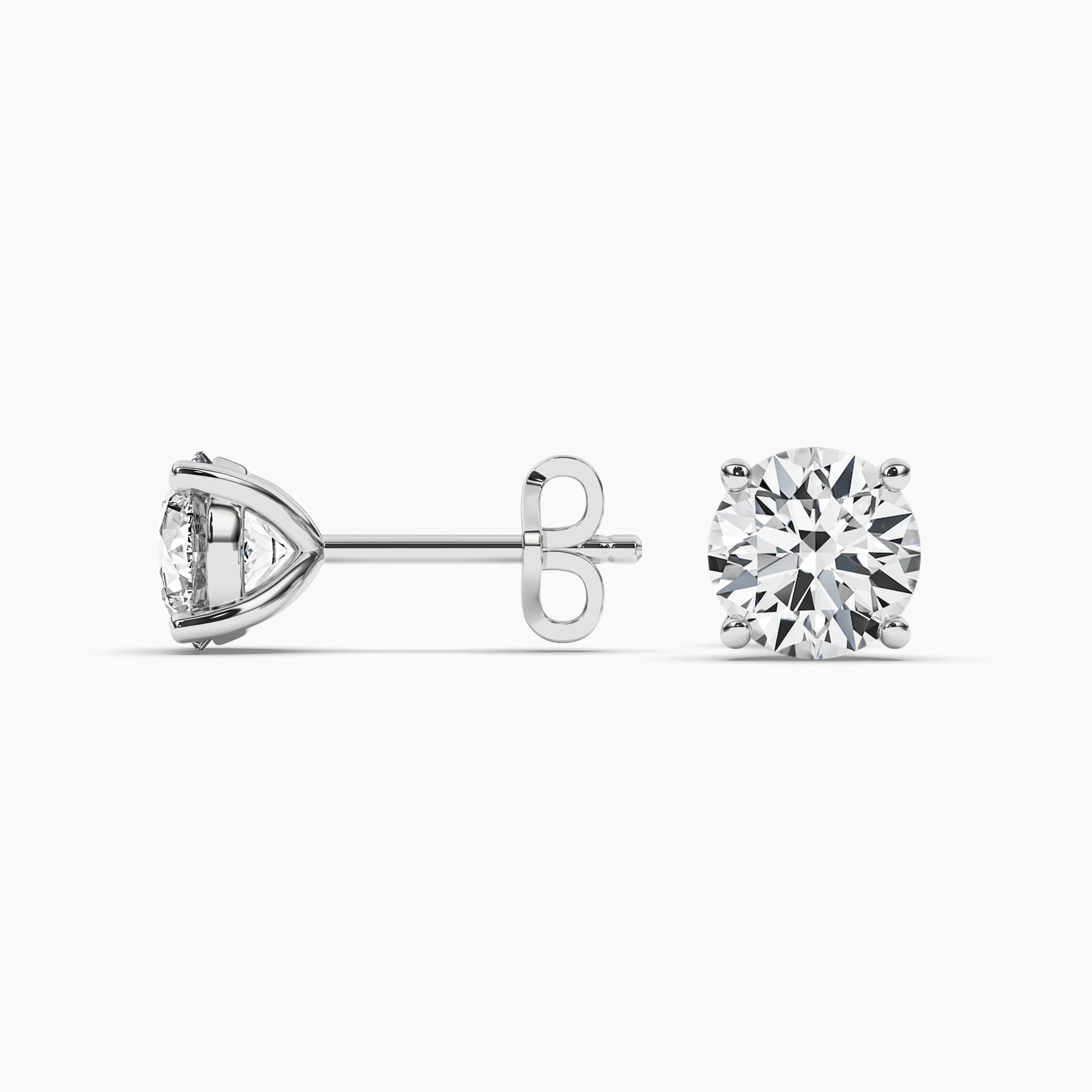 Round Diamond Solitaire White Gold Stud Earrings