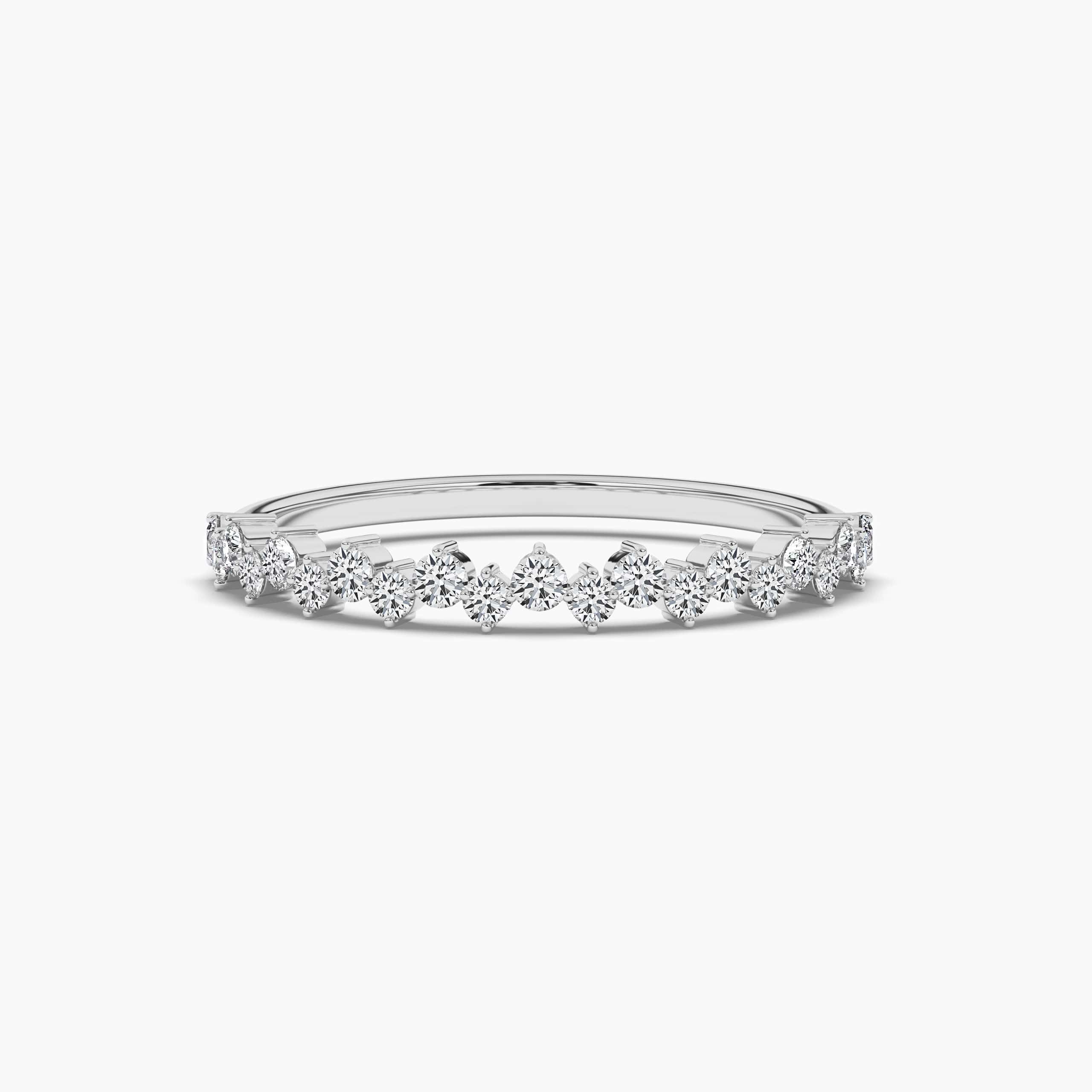 Round Diamond Alternating Wedding Band